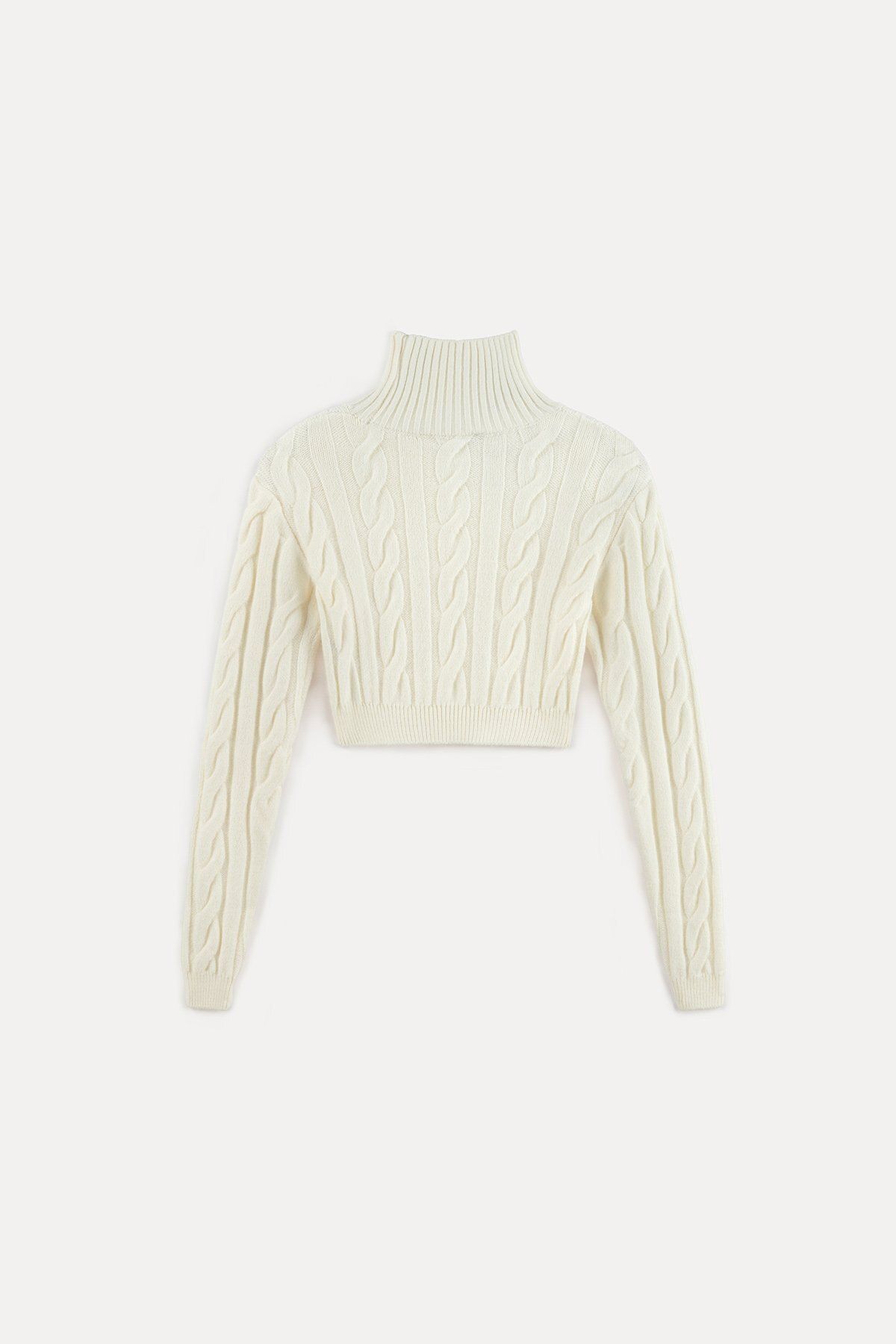 VATKALI-Turtleneck Knitted Crop Sweater 7