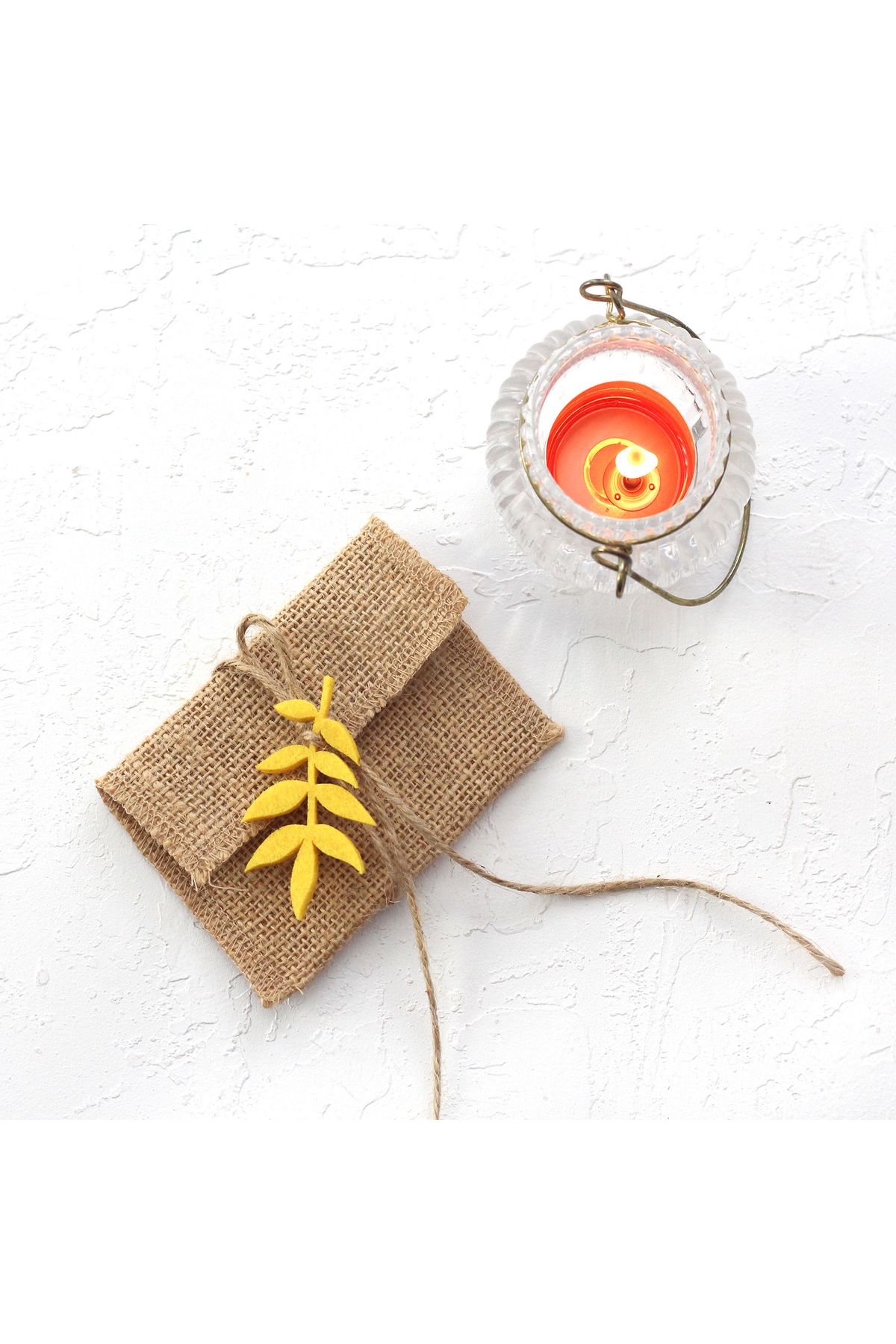 Bimotif-Felt Leaf Tiny Jute Envelope, 7x10 Cm Yellow (20 PCS) 2