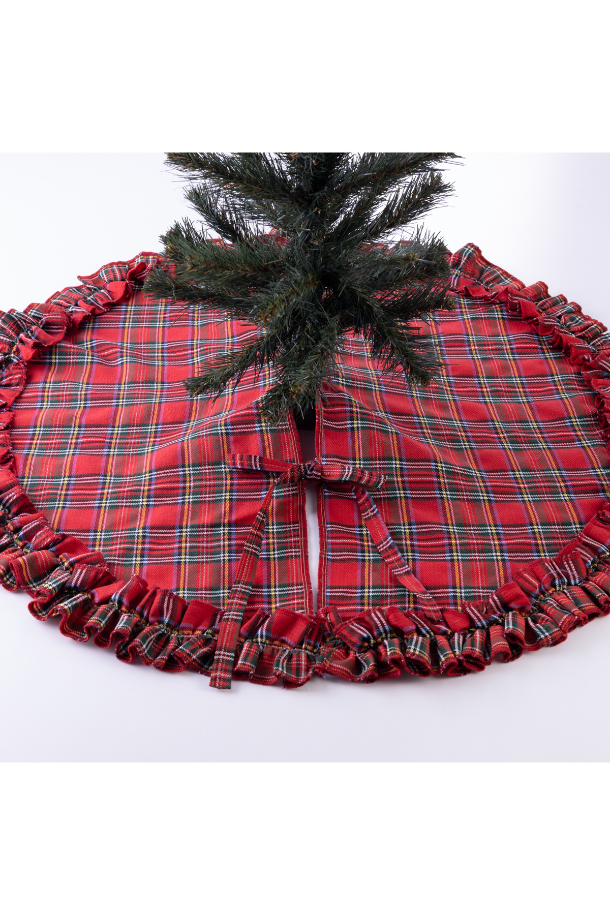 Bimotif Yılbaşı çam ağacı örtüsü, pamuklu ekose  60 cm