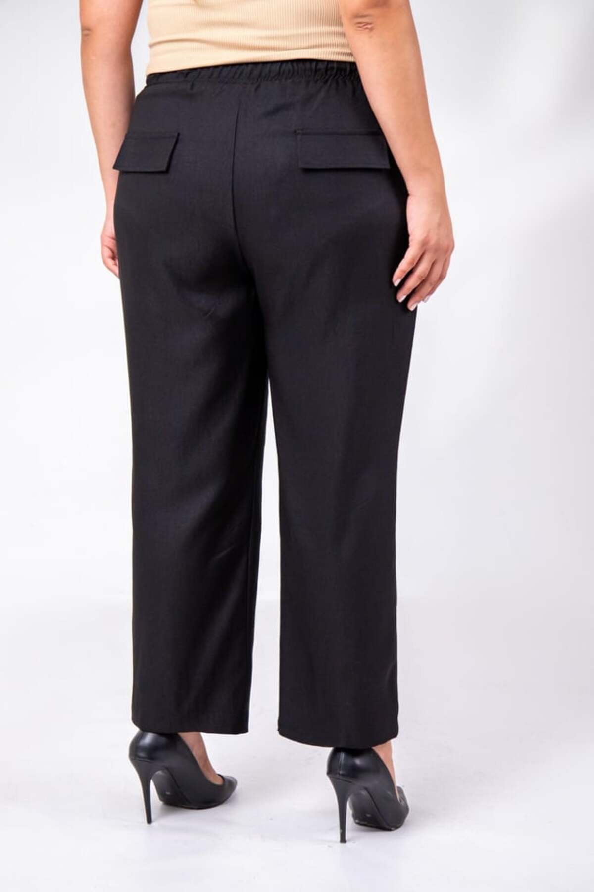 Roxxlen  Büyük Beden 333094 Keten 2'li Takım Siyah - Görsel 6