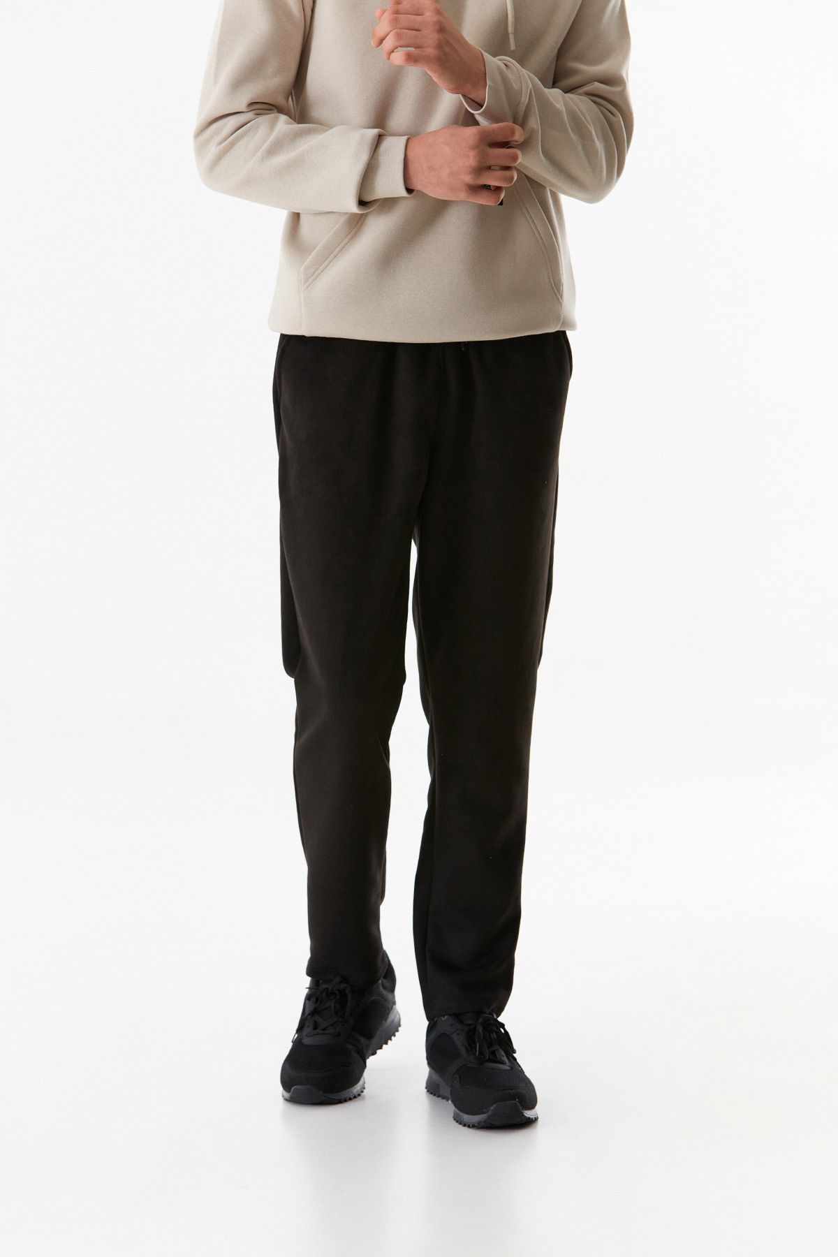 Fulla Moda-Pantaloni din piele intoarsa cu talie elastica 6