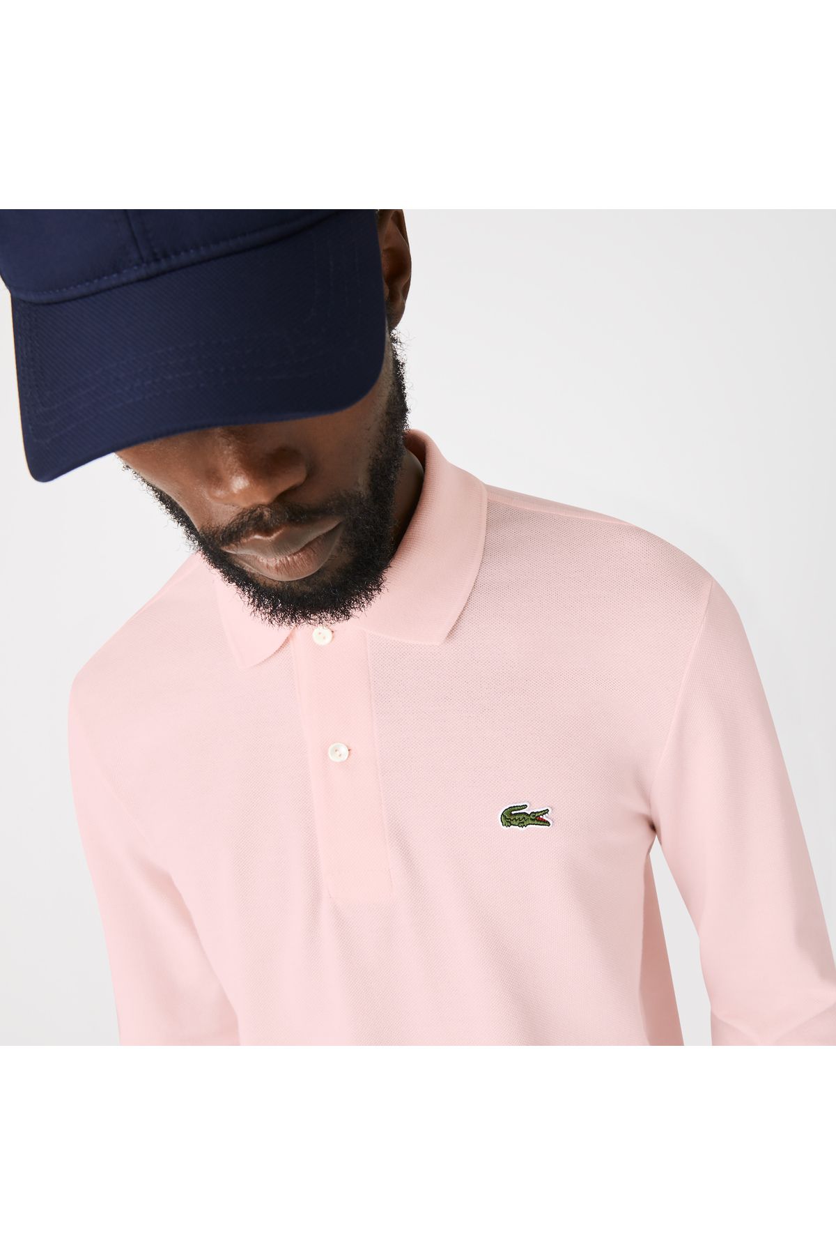 تی شرت یقه پولو صورتی مردانه آستین بلند کلاسیک L.12.12 Pink Polo Lacoste