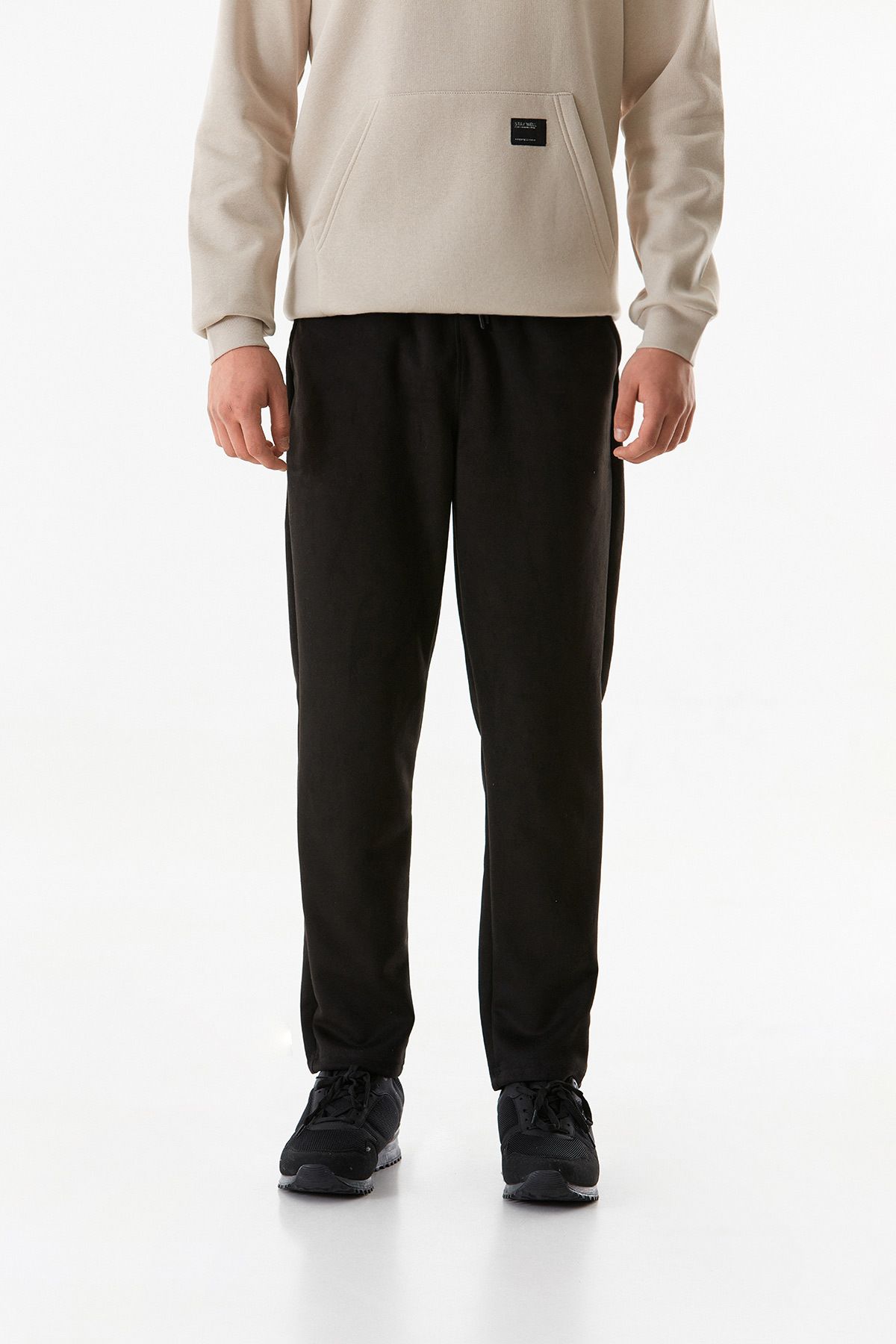 Fulla Moda-Pantaloni din piele intoarsa cu talie elastica 8