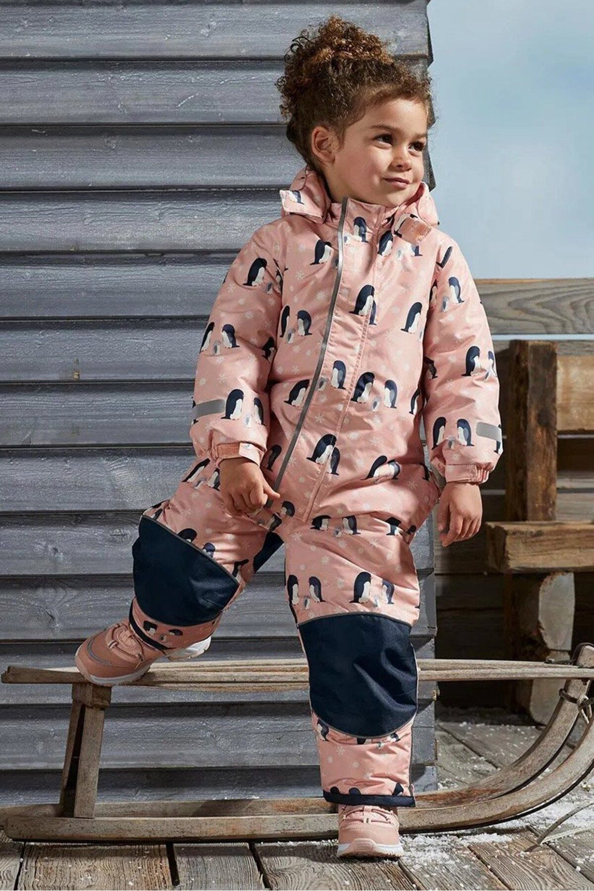 Tchibo-Kids Girl Hooded Long Sleeve Snowsuit Jacket, Peach 1