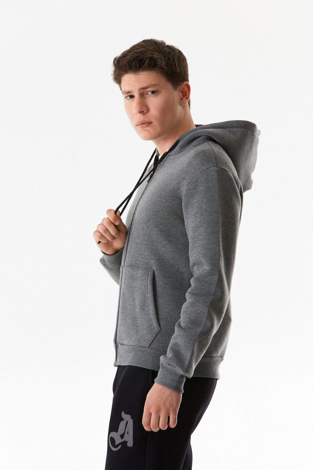 Fulla Moda-Basic Hooded Zippered Sweatshirt 4