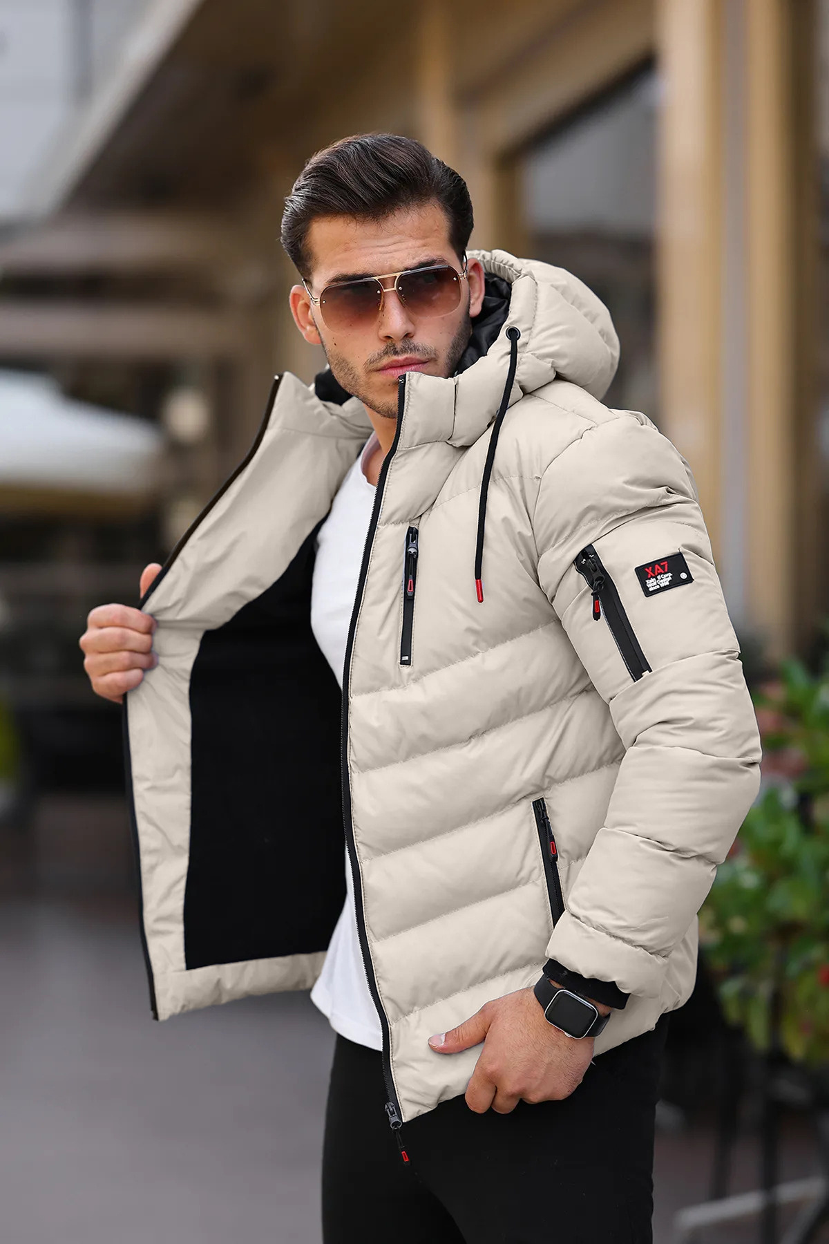 Moderk SU VE SOĞUK GEÇİRMEZ KIŞLIK KAPÜŞONLU İÇİ POLARLI KIRMIZI SİYAH DETAY KIŞLIK ERKEK ŞİŞME MONT