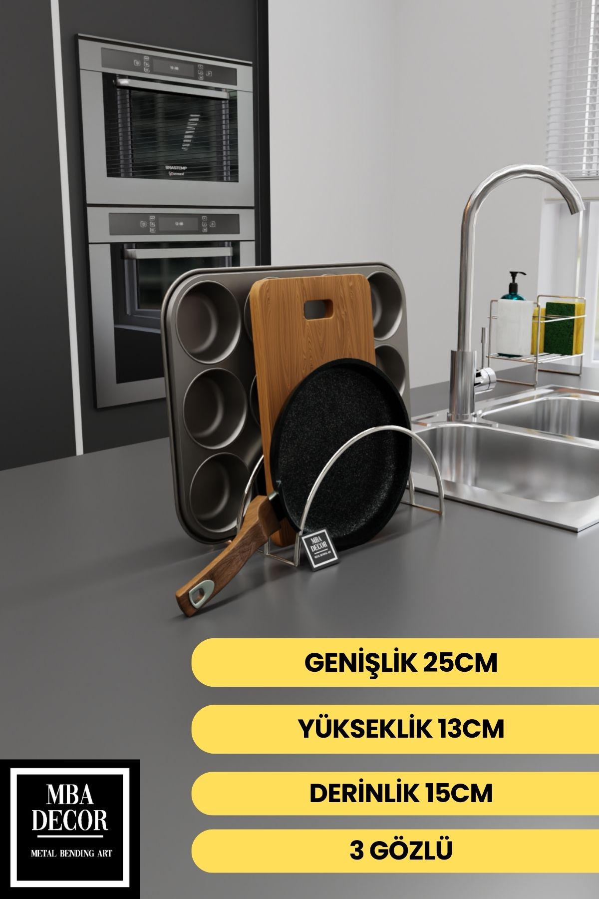 mba decor metal bending art Suport Pentru Vase De Gătit Cu 3 Arzătoare Din Inox Argintiu – Organizator În Dulap, Soluție De Bucătărie Elegantă -
