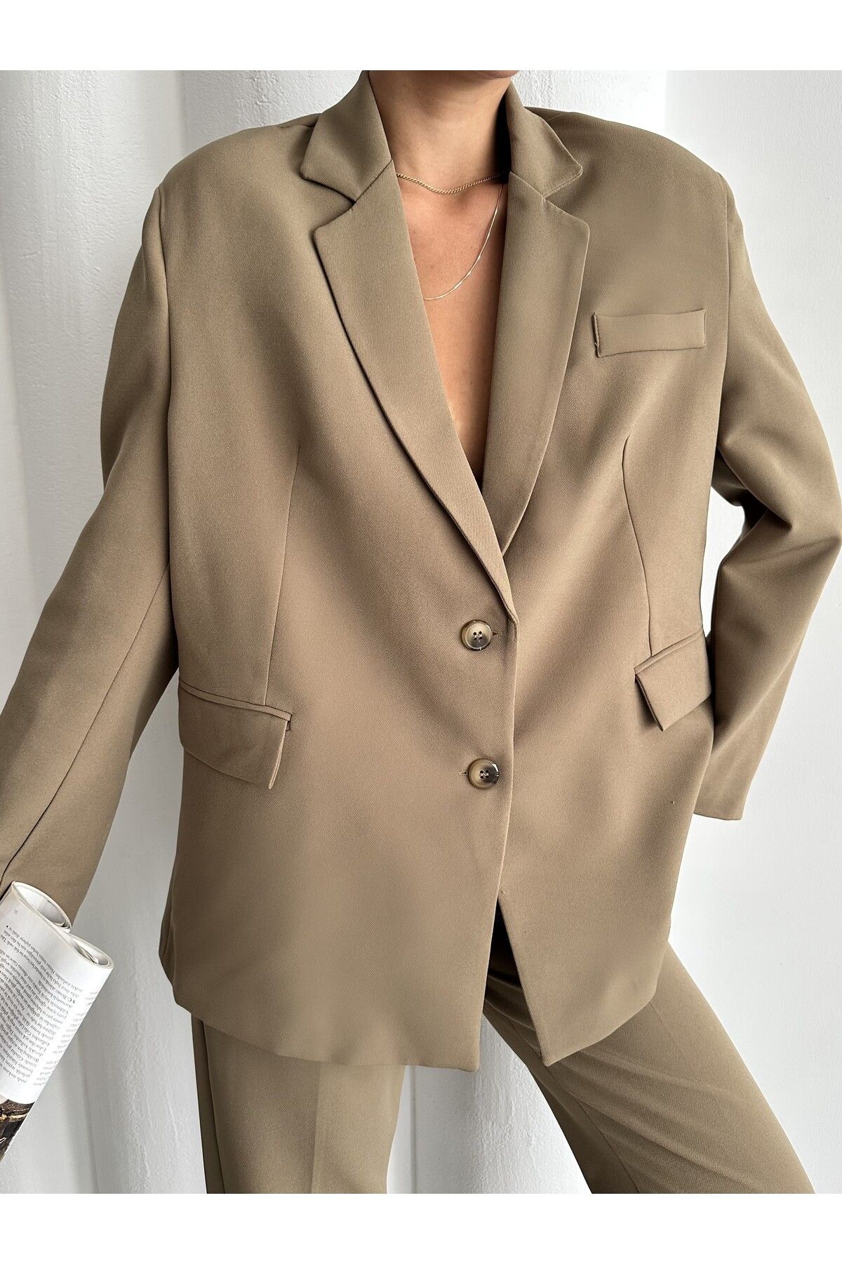 Laluvia Khakifarbene Washington-Blazerjacke