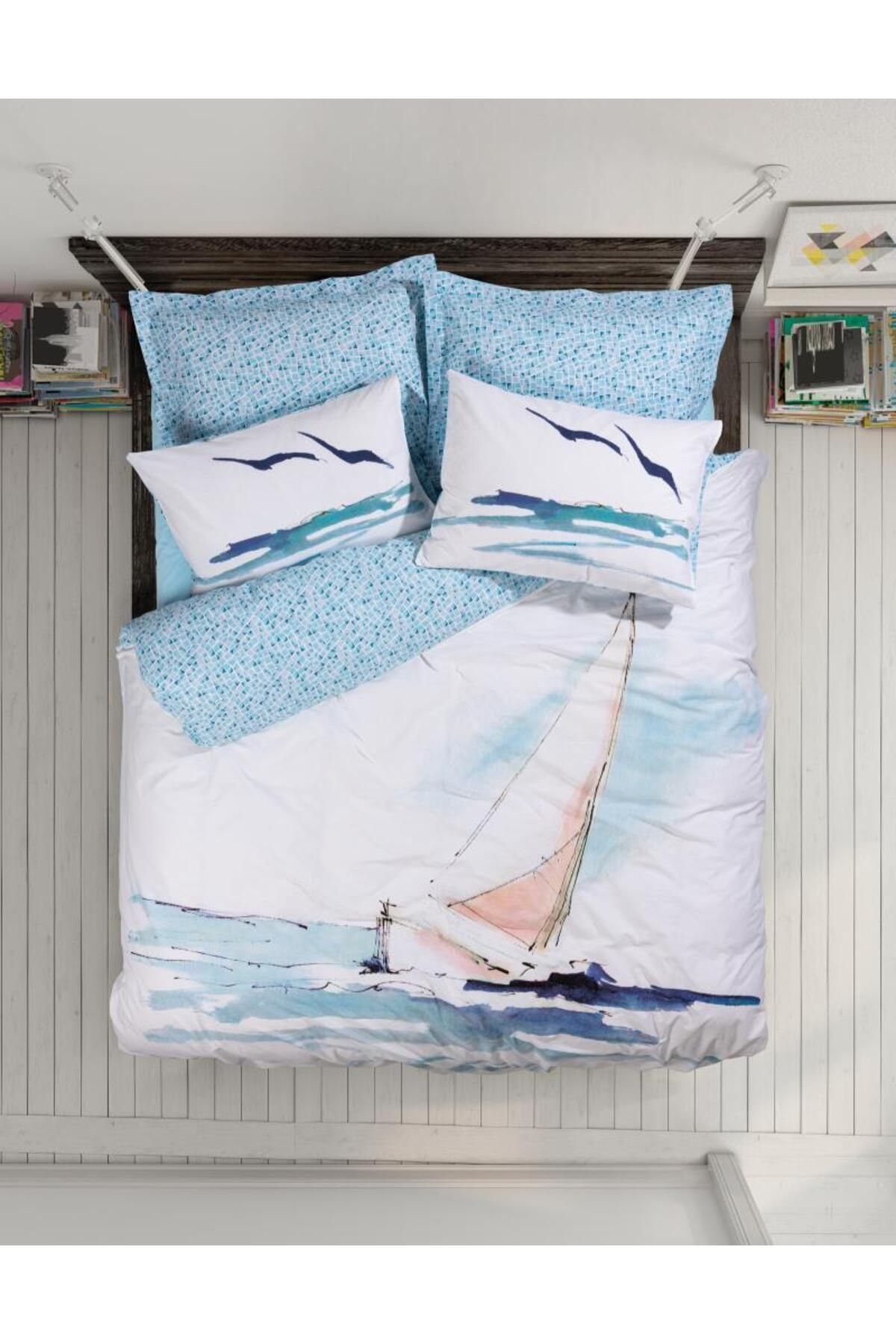 Cotton Box Maritime Nevresim Takımı Çift Kişilik Sail Mavi