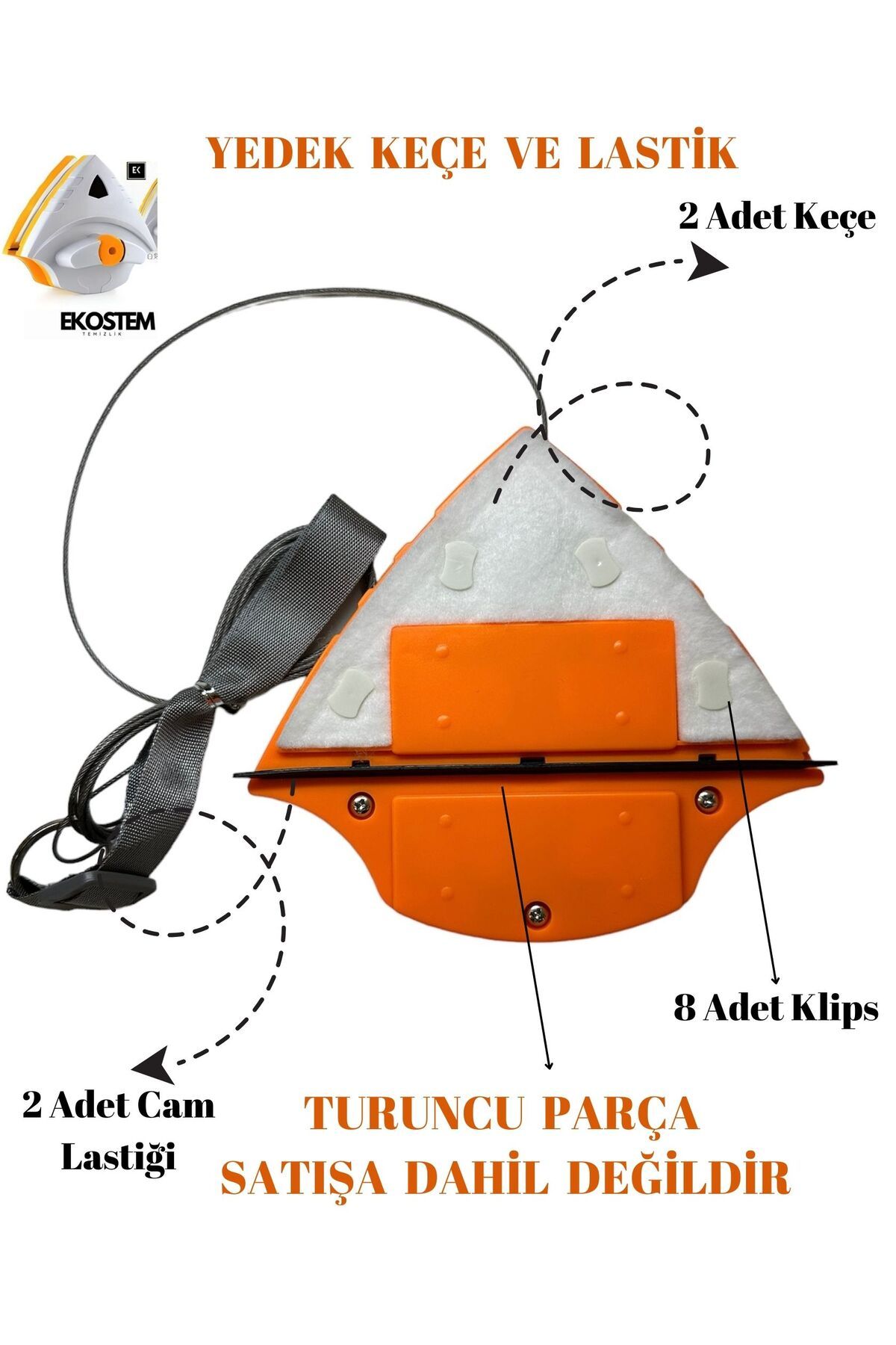 Ekostem 5-32 Mıknatıslı Cam Silme Aparatının Yedek Keçe Ve Lastik Seti (CAM SİLECEĞİ DEĞİLDİR)