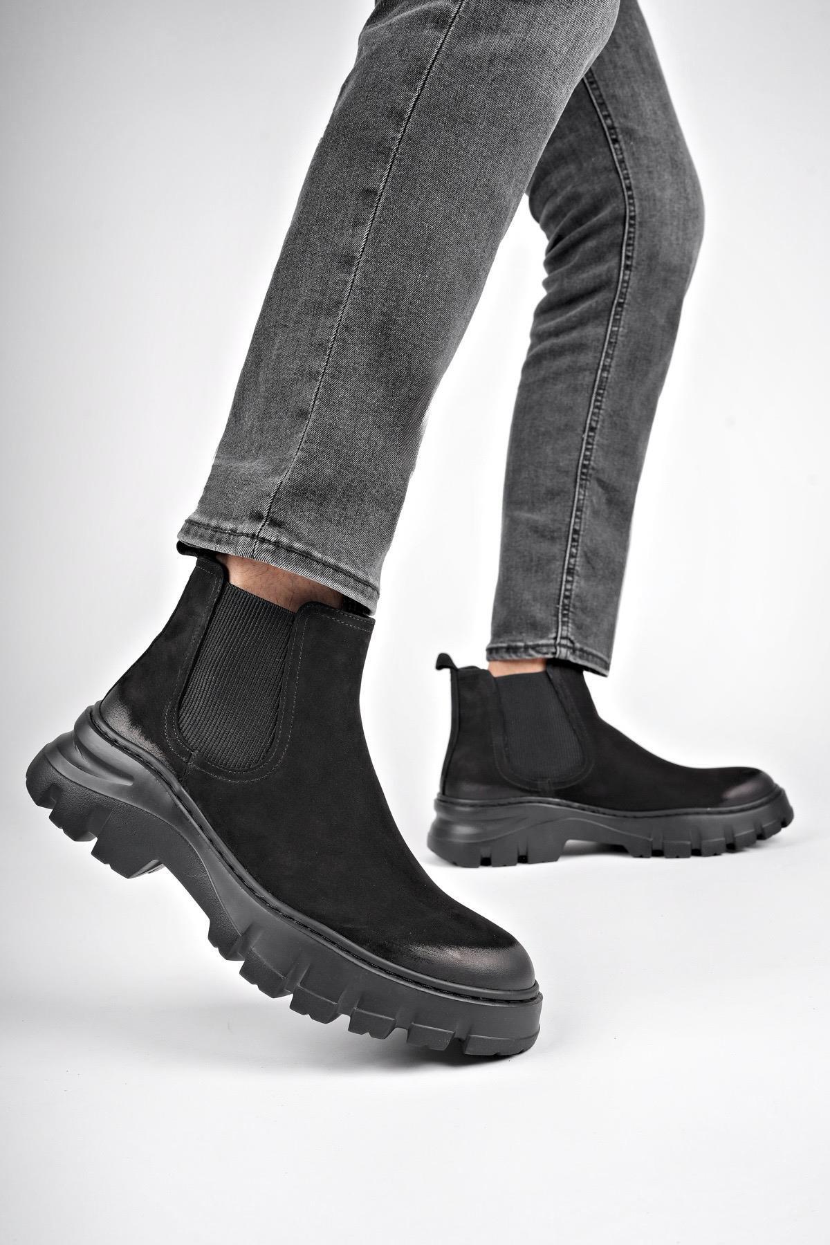 Muggo  Ragnar Garantili Hakiki Deri Kalın Taban Erkek Chelsea Bot - Görsel 6