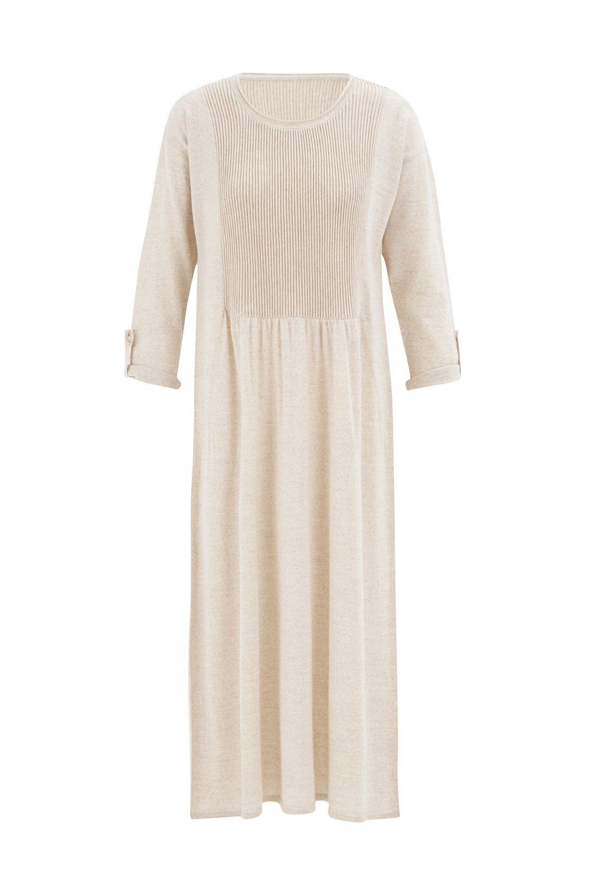 Peraluna-Robe Detailed Loose Cut Merino Wool Blend Long Women's Knitwear Dress - Ecru Melange 7