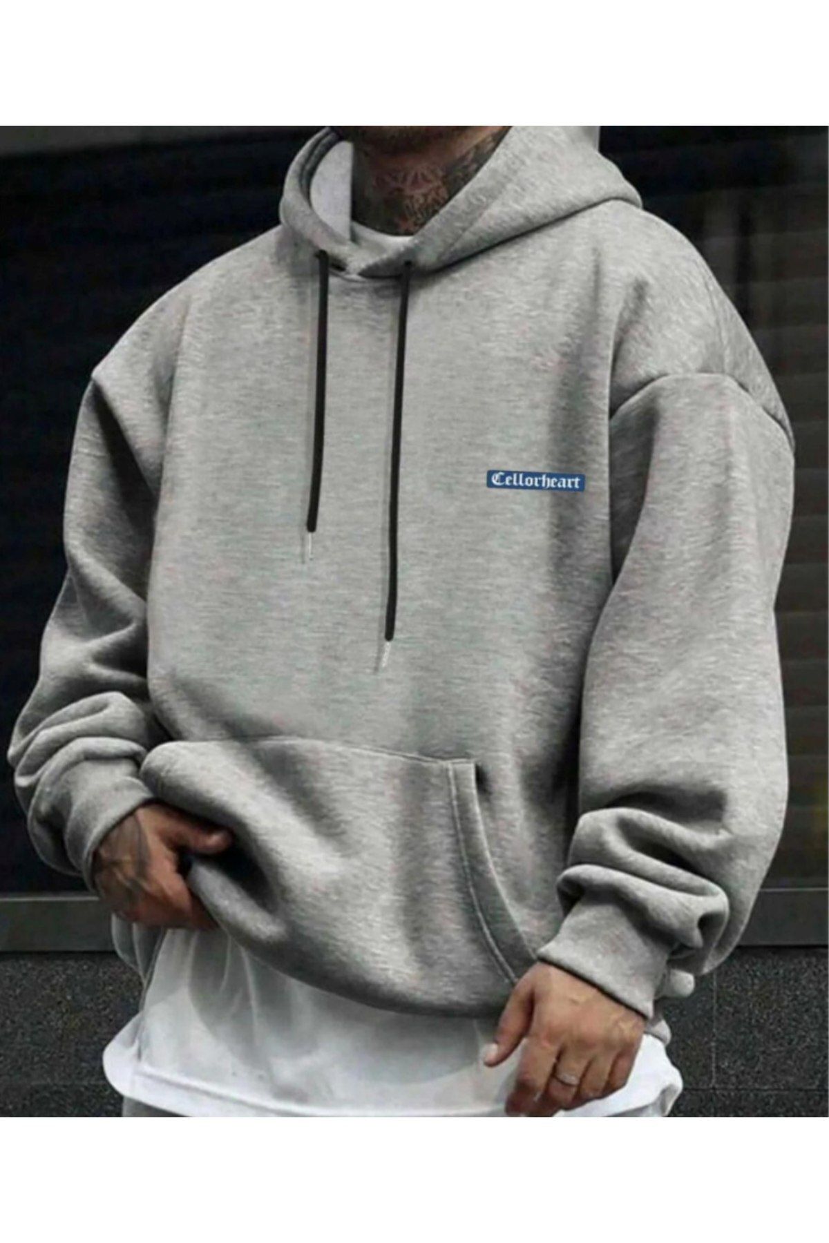 cellorheart avec capuchon gris mâle sweat shirt