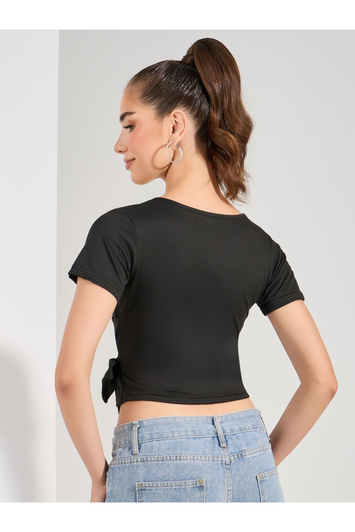 Take Two By Styli-Solid Wrap Front Crop Top 4