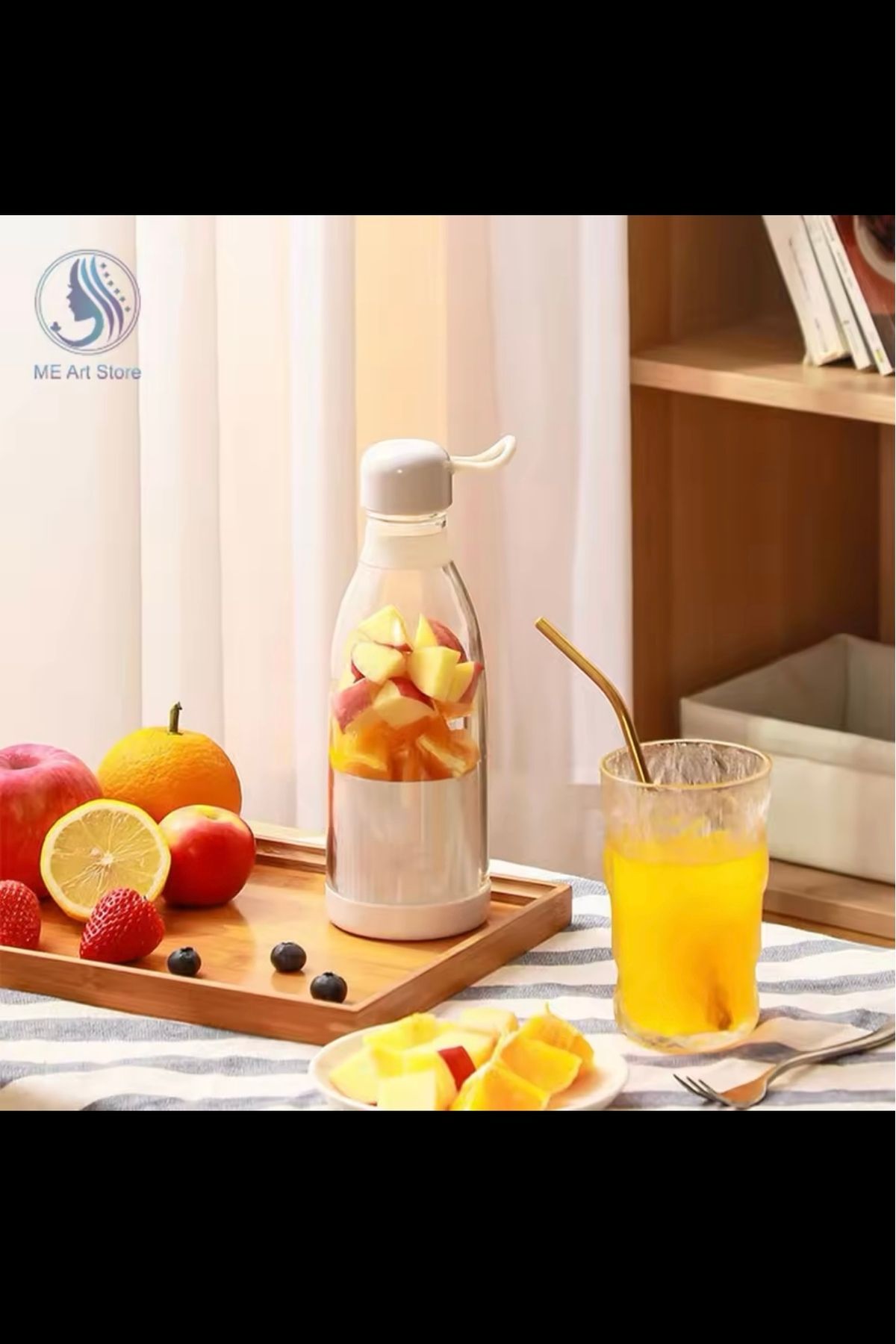 Taşınabilir Blender Meyve Sıkacağı Makine  Şarjlı 4 Bıçaklı 40 Wat