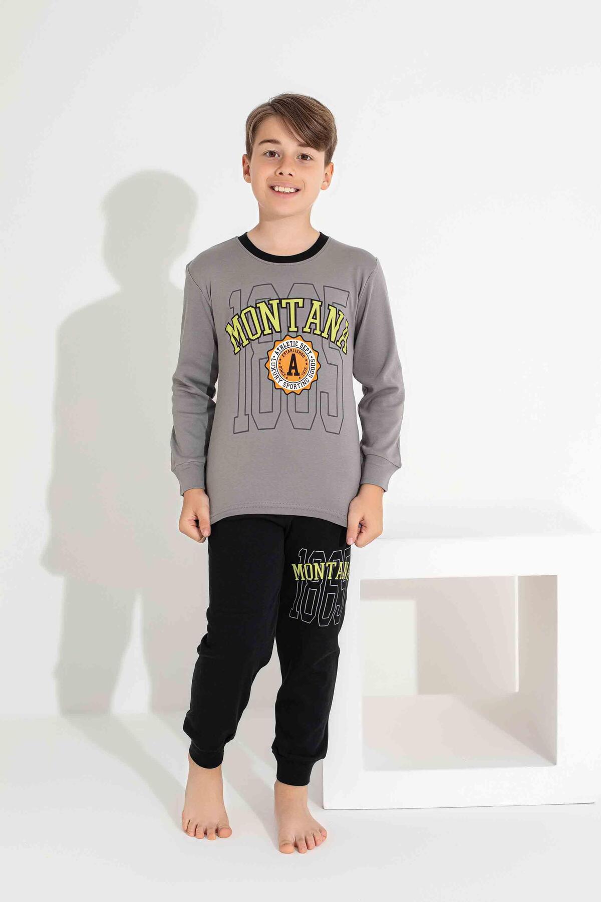 RAPAPA Erkek Çocuk İnterlok Pamuklu Pijama Takımı 7309-G fotoğrafı 3 (önizleme)