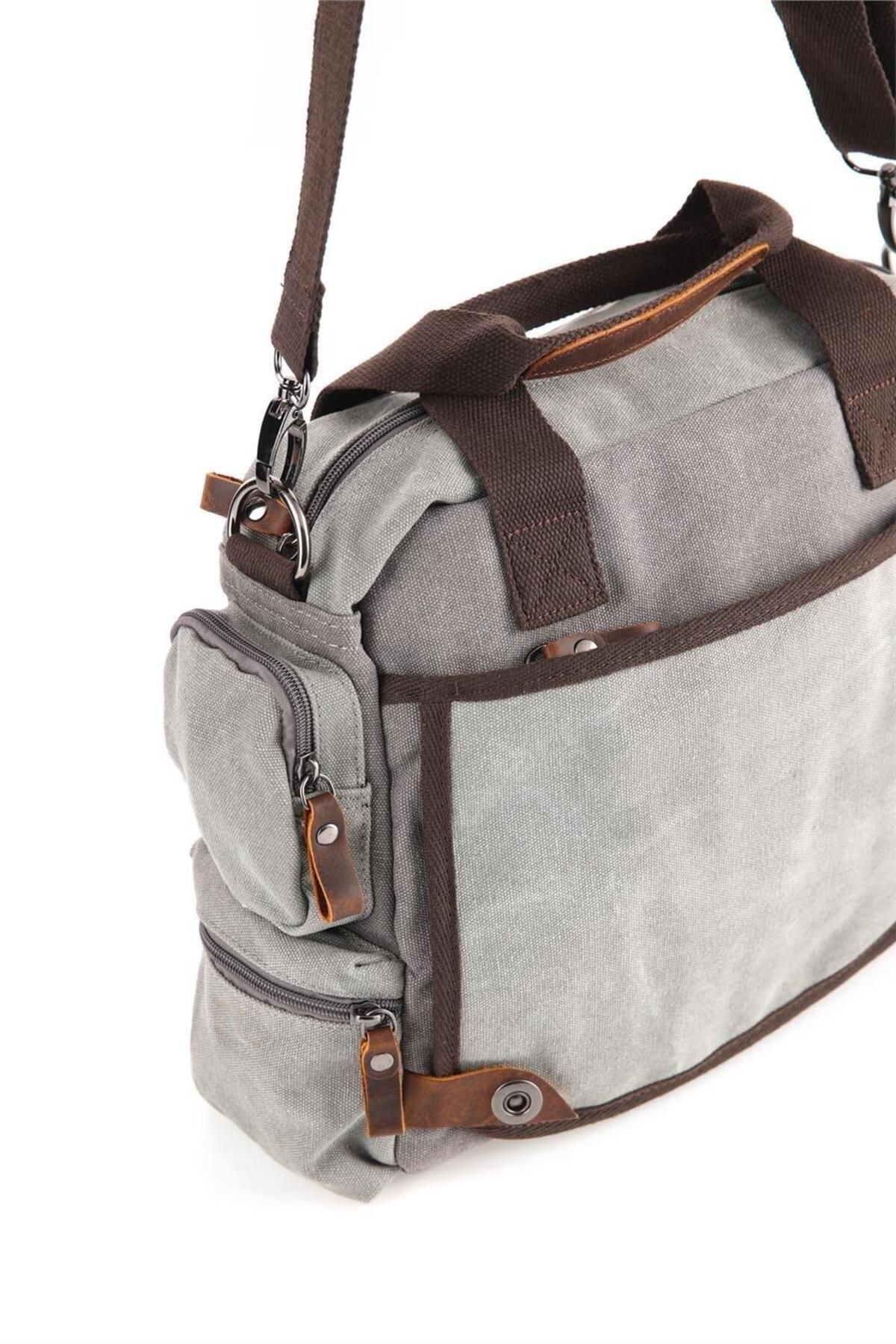 ÇÇS-Gray Ççs Canvas Handbag 5