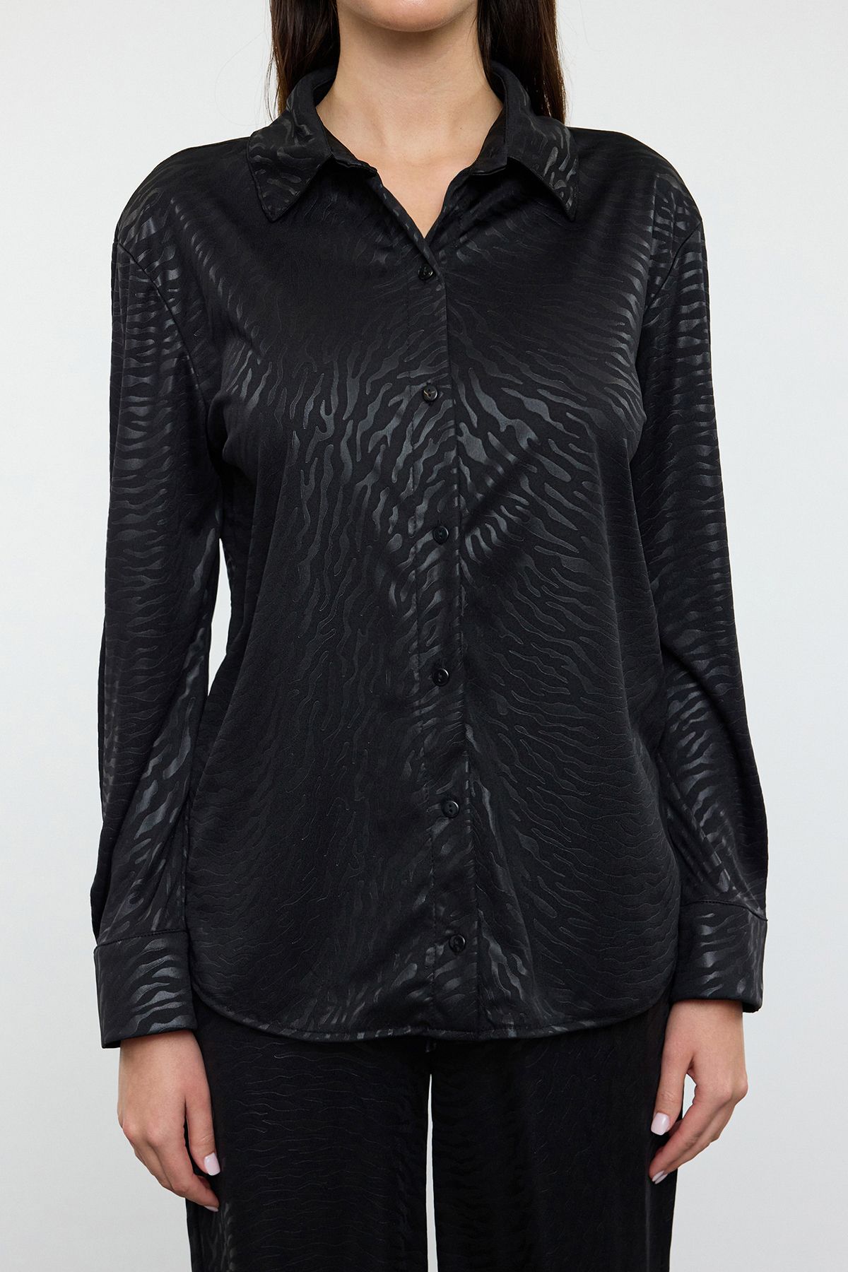 Trendyol Collection-Black Animal Patterned Knitted Top and Bottom Set Tpraw25Au00003 3