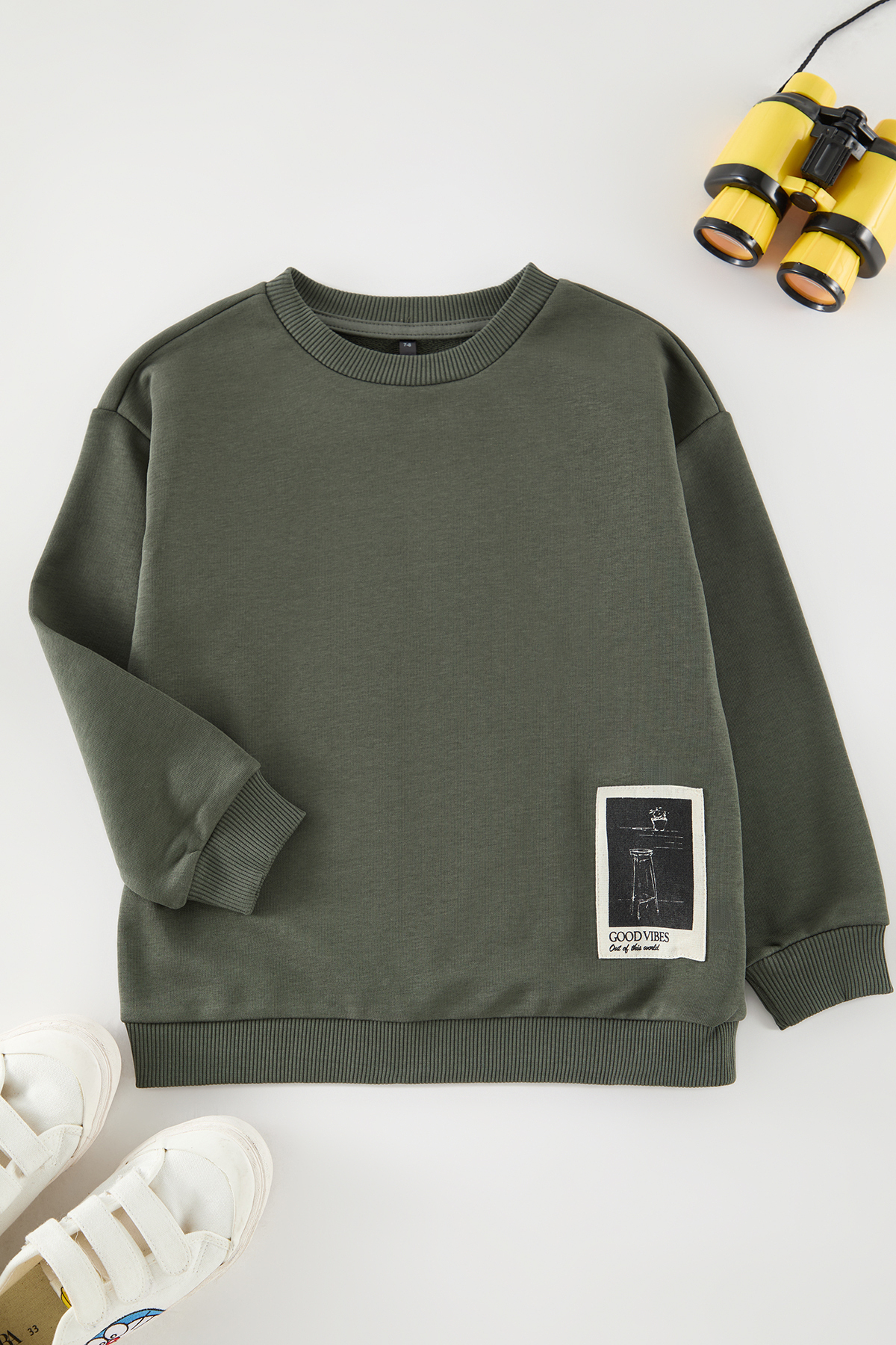 Trendyolmilla Kids Haki Erkek Çocuk Bisiklet Yaka Örme Sweatshirt TKDAW25SW00070