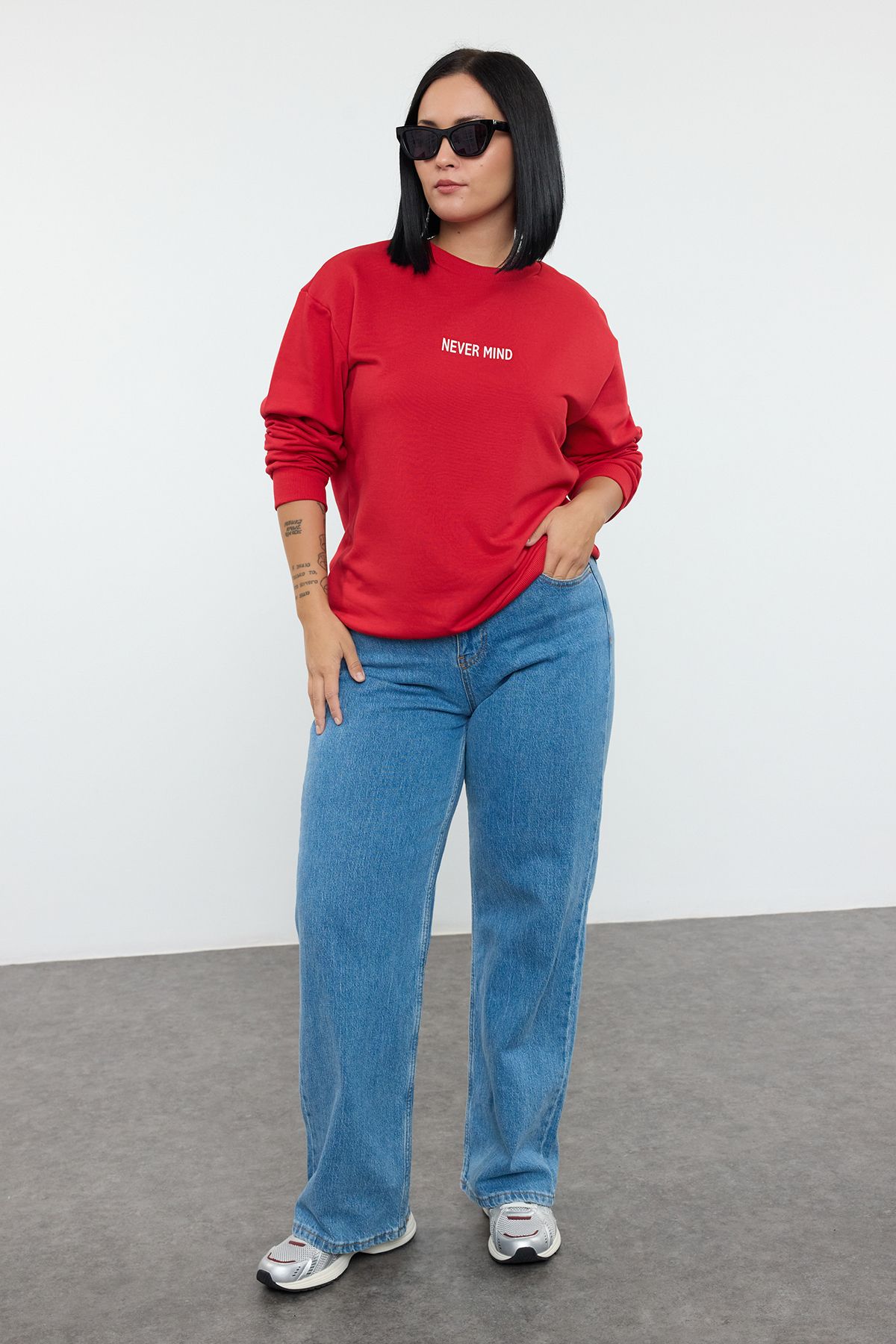 Plus size red sweatshirt outlet