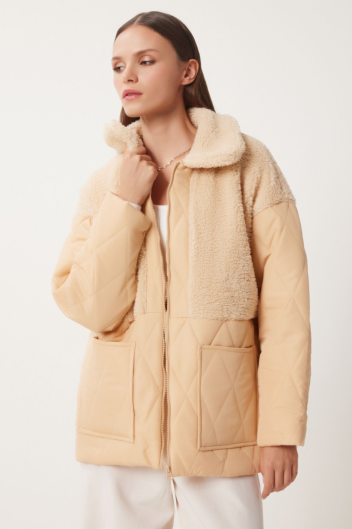 White Women Winter Jackets Styles Prices Trendyol