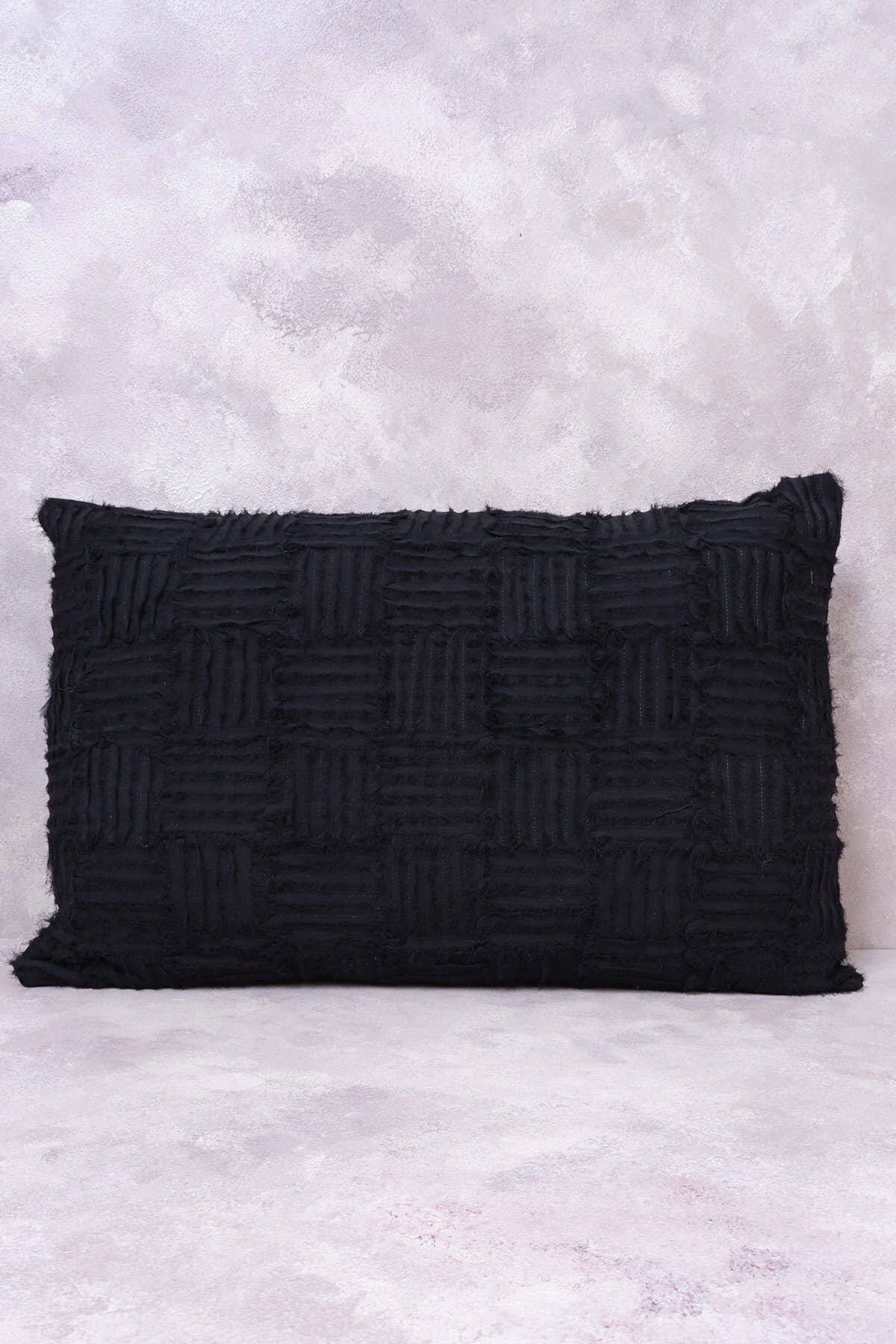 Peraluna-Foam Pillow Chiffon Stripe Knitwear Pillow Case 60X40 cm - Black 3