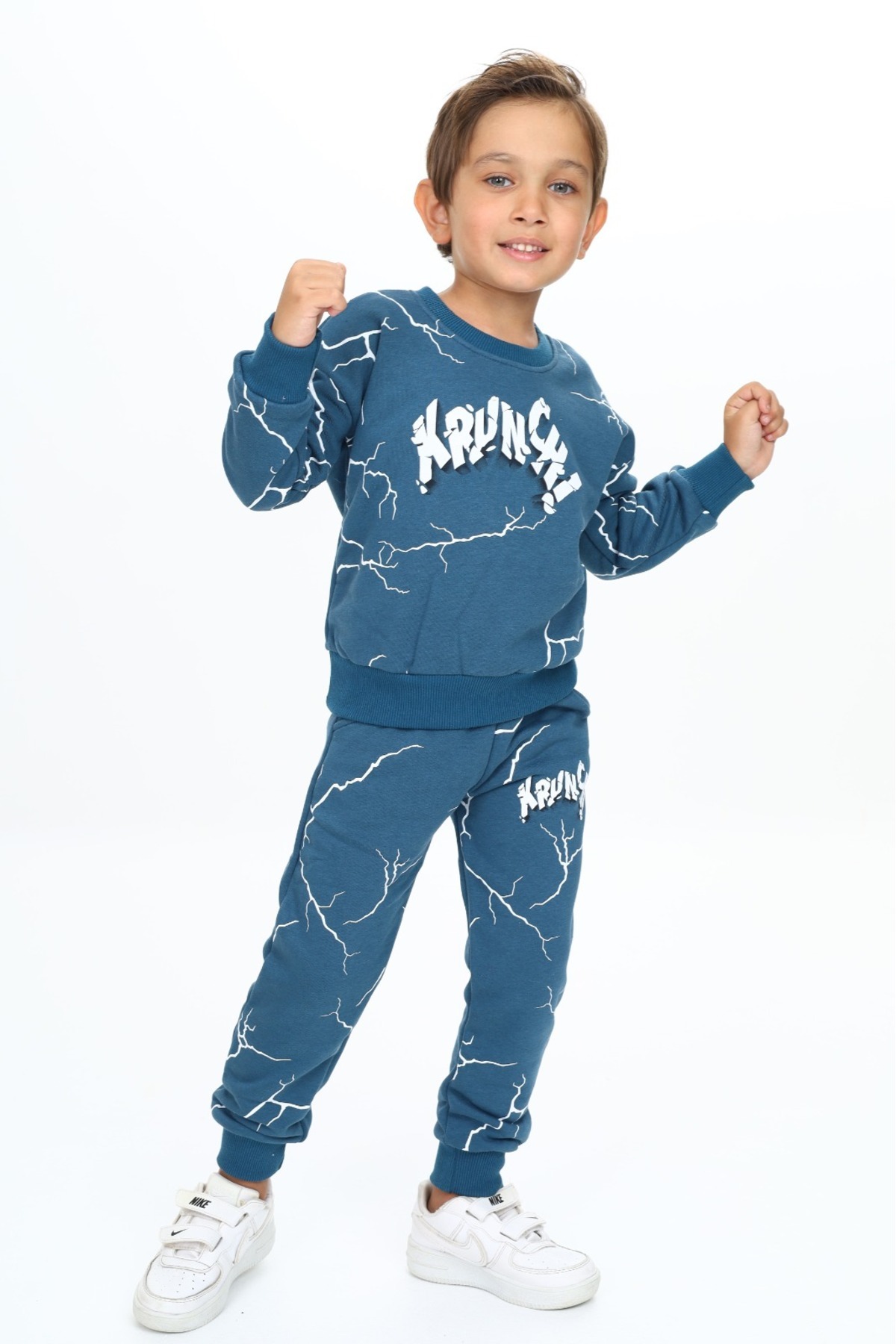 ARS KİDS-3 Thread Non-Raised 100% Cotton Boy Lightning Printed Top and Bottom Set 3