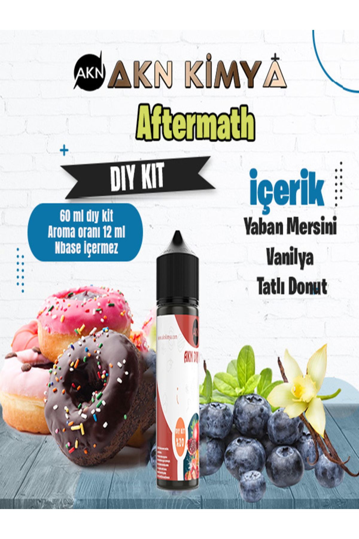 akn kimya Aftermath Dıy Kit Aroma Yabanmersini Tatlı Donut Gıda Aroması 60 ml (Yüzde 20 oranda aroma içerir )