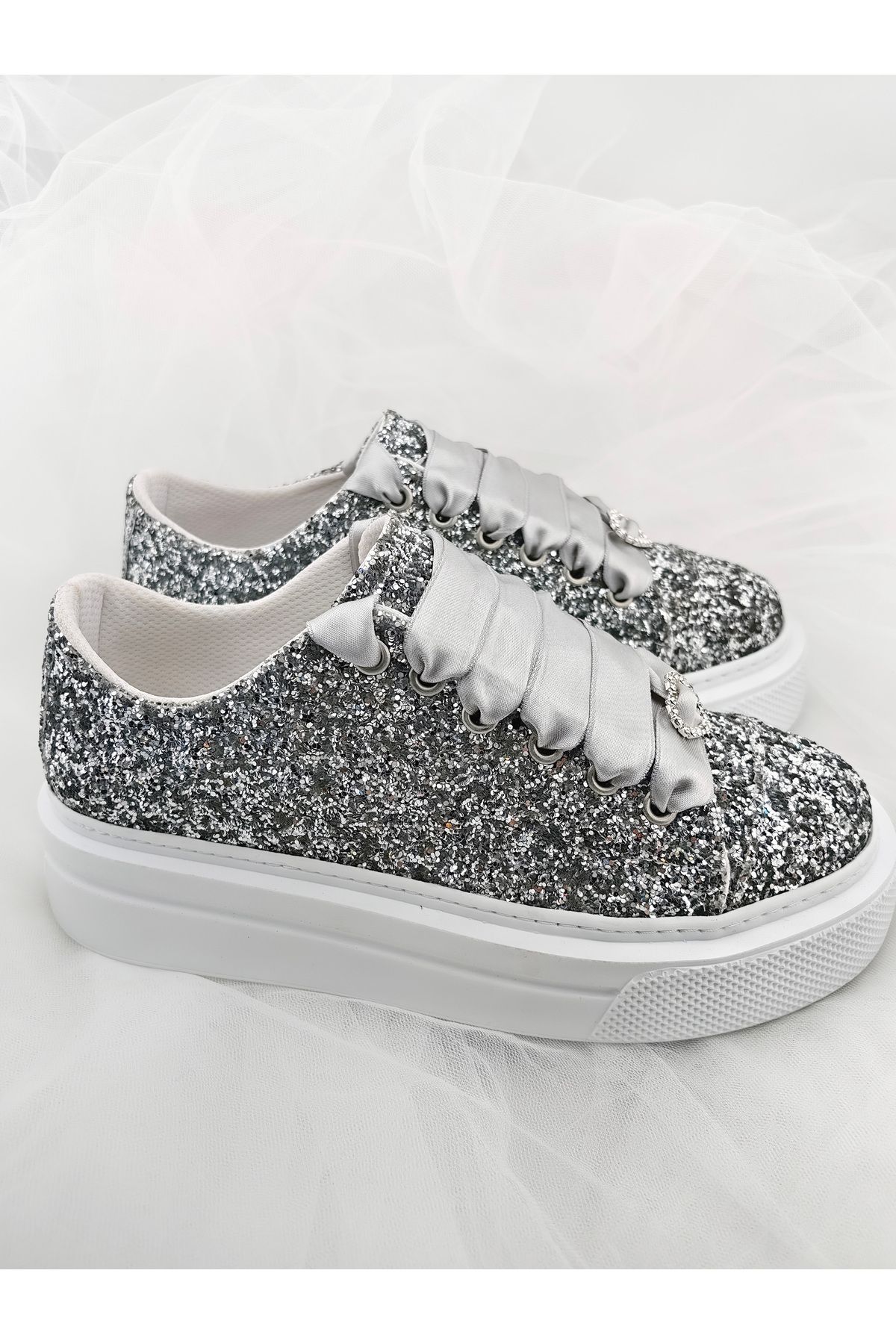Ayakkabı Tutkusu Stilo ®-Adidași cu sclipici argintii Potrivire confortabilă Design modern Confort extrem 1