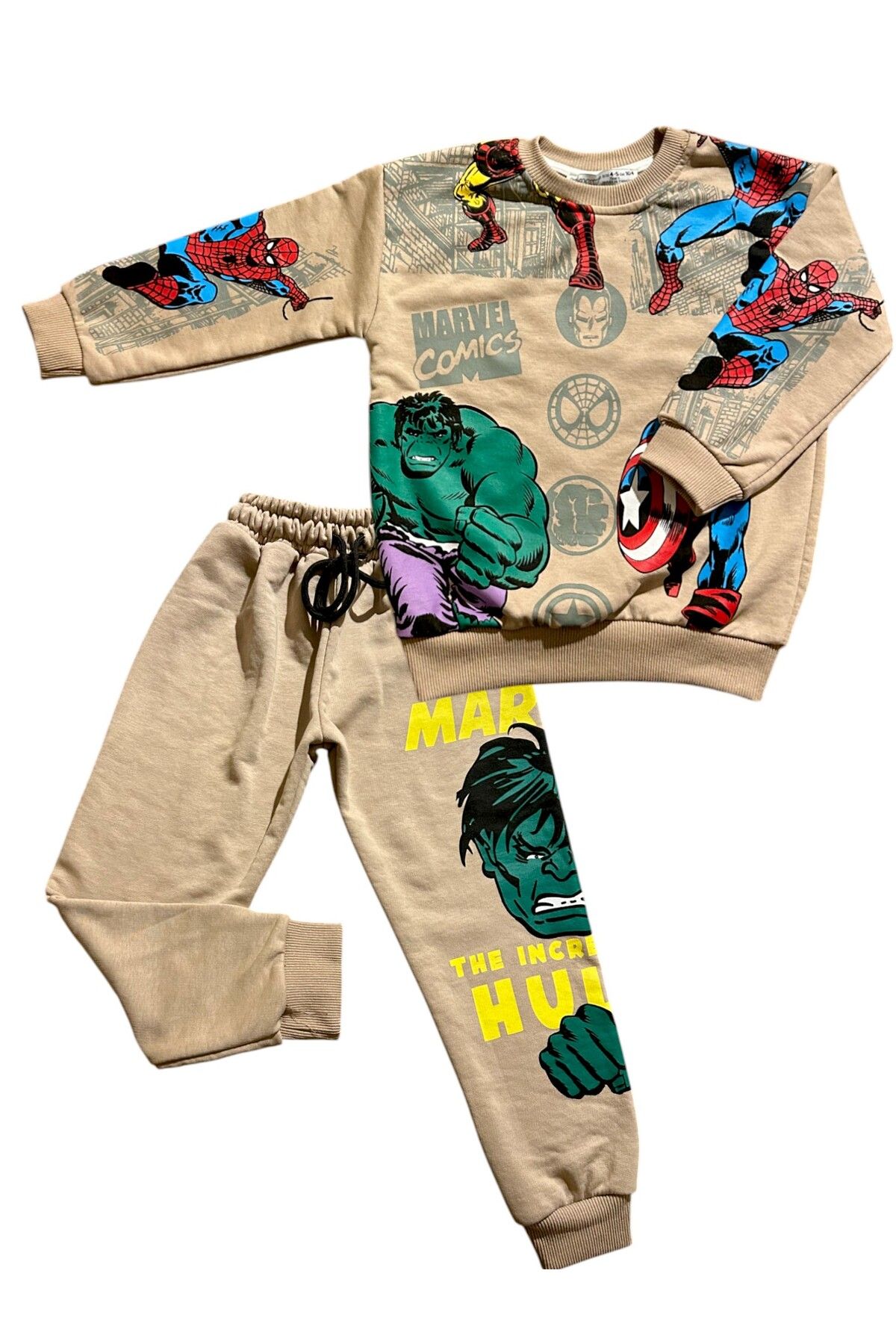 patriko tekstil-Hulk Marvel Character Boy 3 String Camel Color Sweatshirt Tracksuit 2