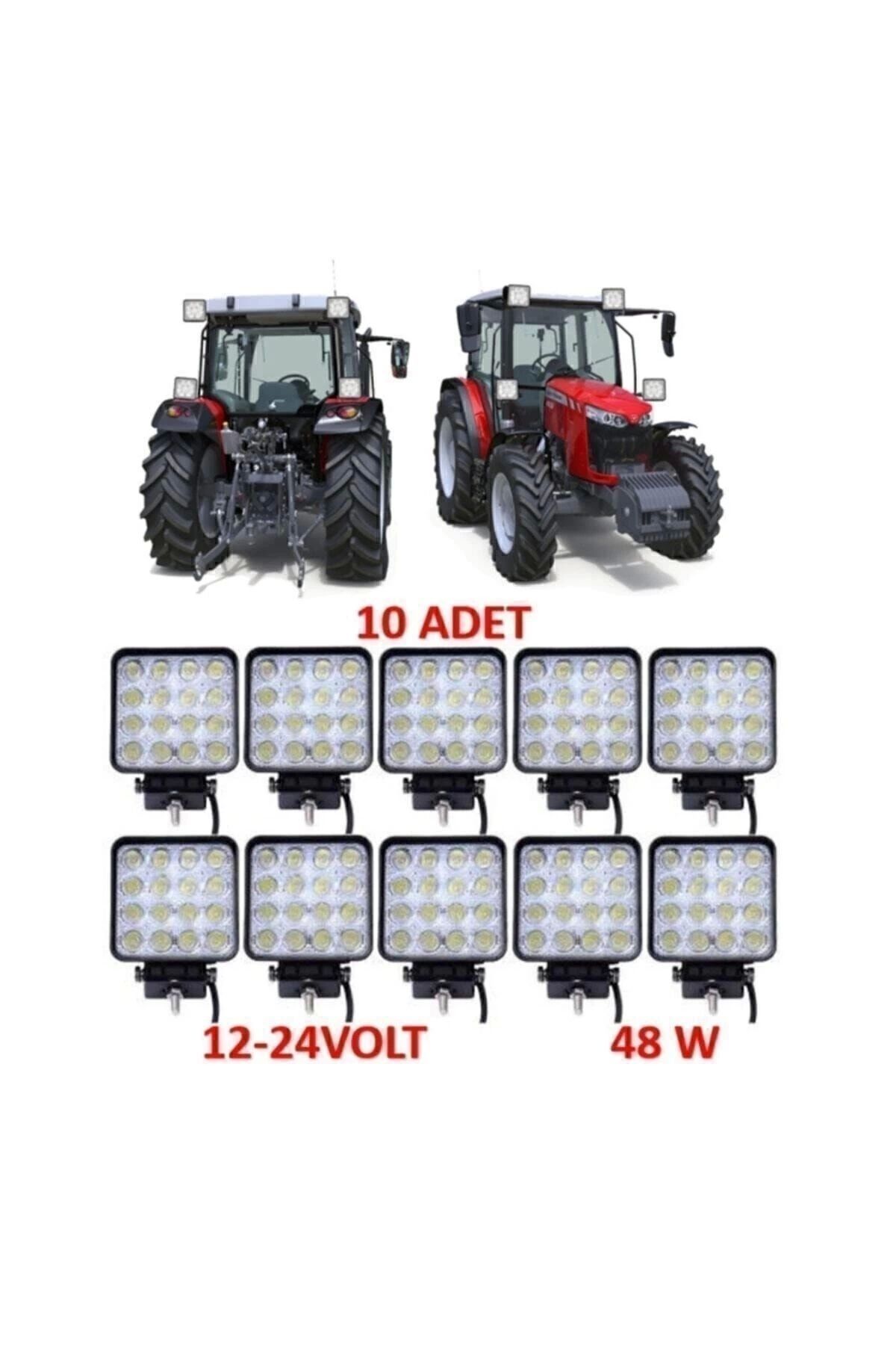 Genel Markalar 10 Adet Off Road Beyaz Işık Sis Farı Lambası 16 Led Kare 12-24v 48 Watt