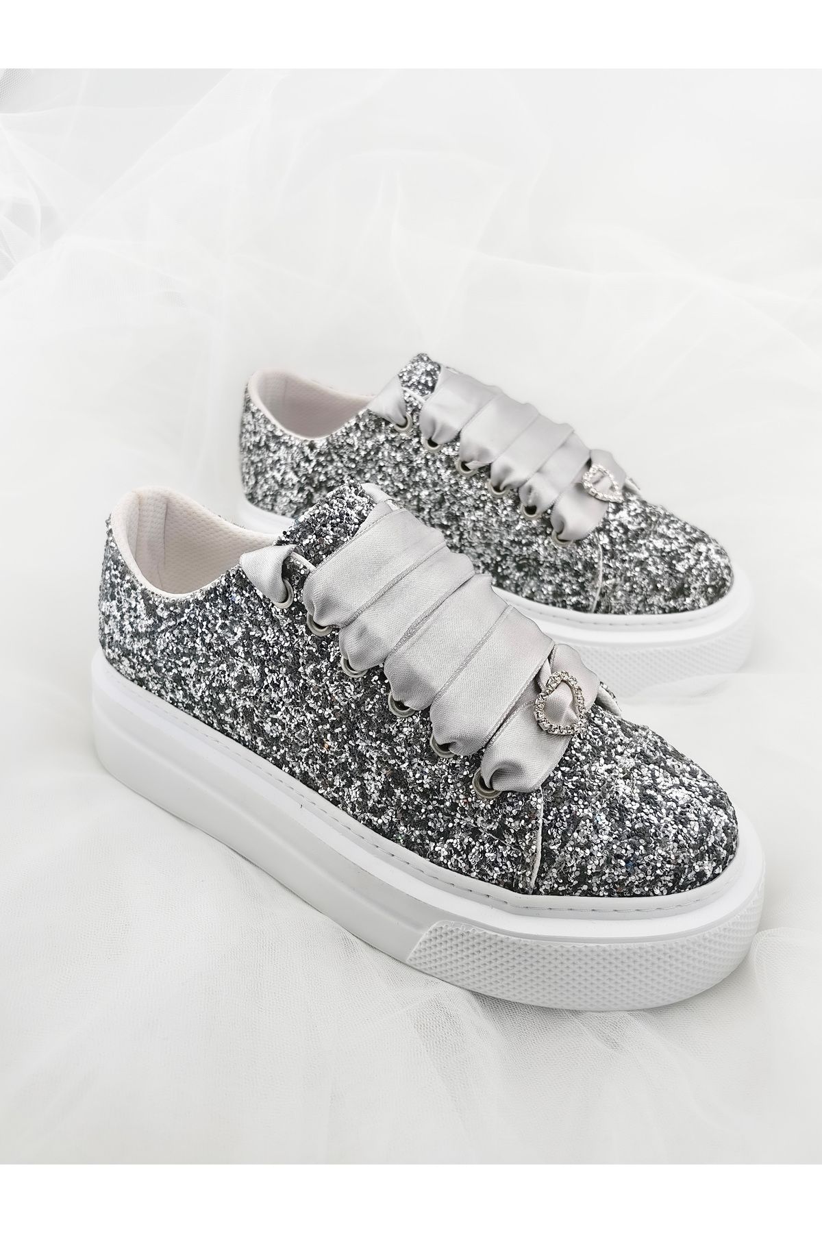 Ayakkabı Tutkusu Stilo ®-Adidași cu sclipici argintii Potrivire confortabilă Design modern Confort extrem 2