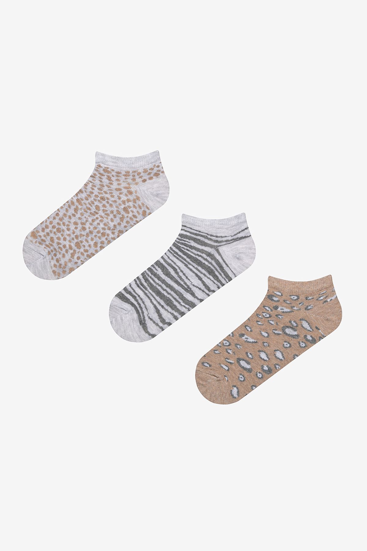 Penti-Leopard 3-teilige hellbraune Booties-Socken 1