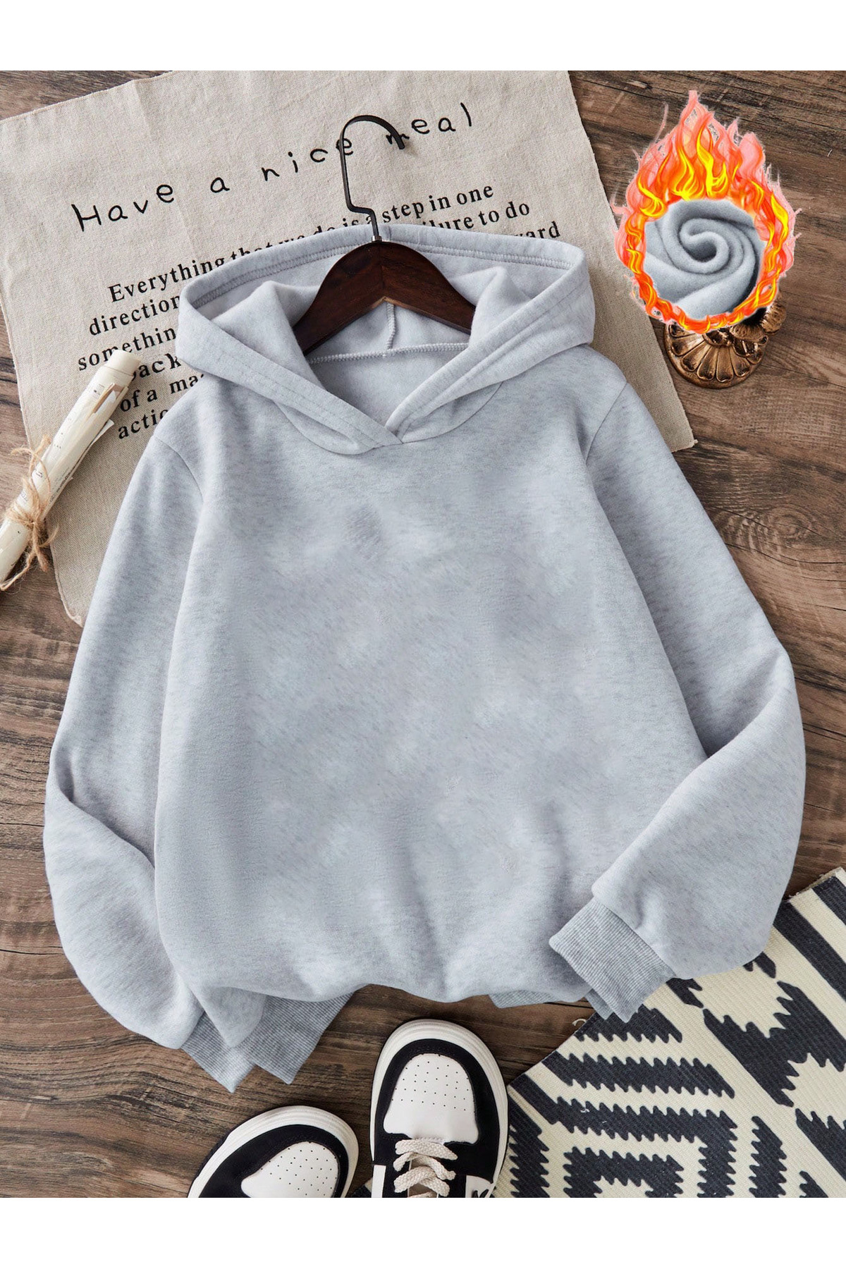 هودي أوفرسايز رمادي