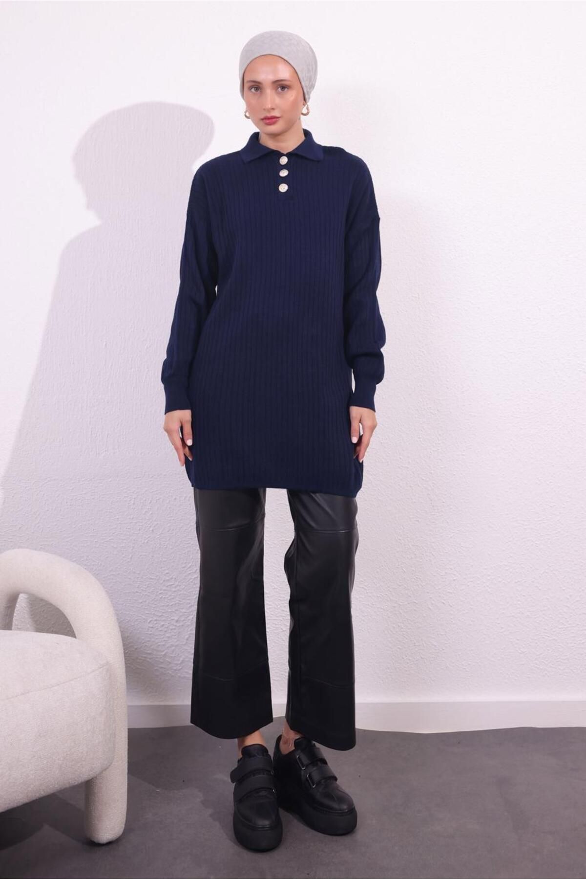 TRENDTESETTÜR-Navy Blue Knitwear Kadik Sweater - t 7409 1