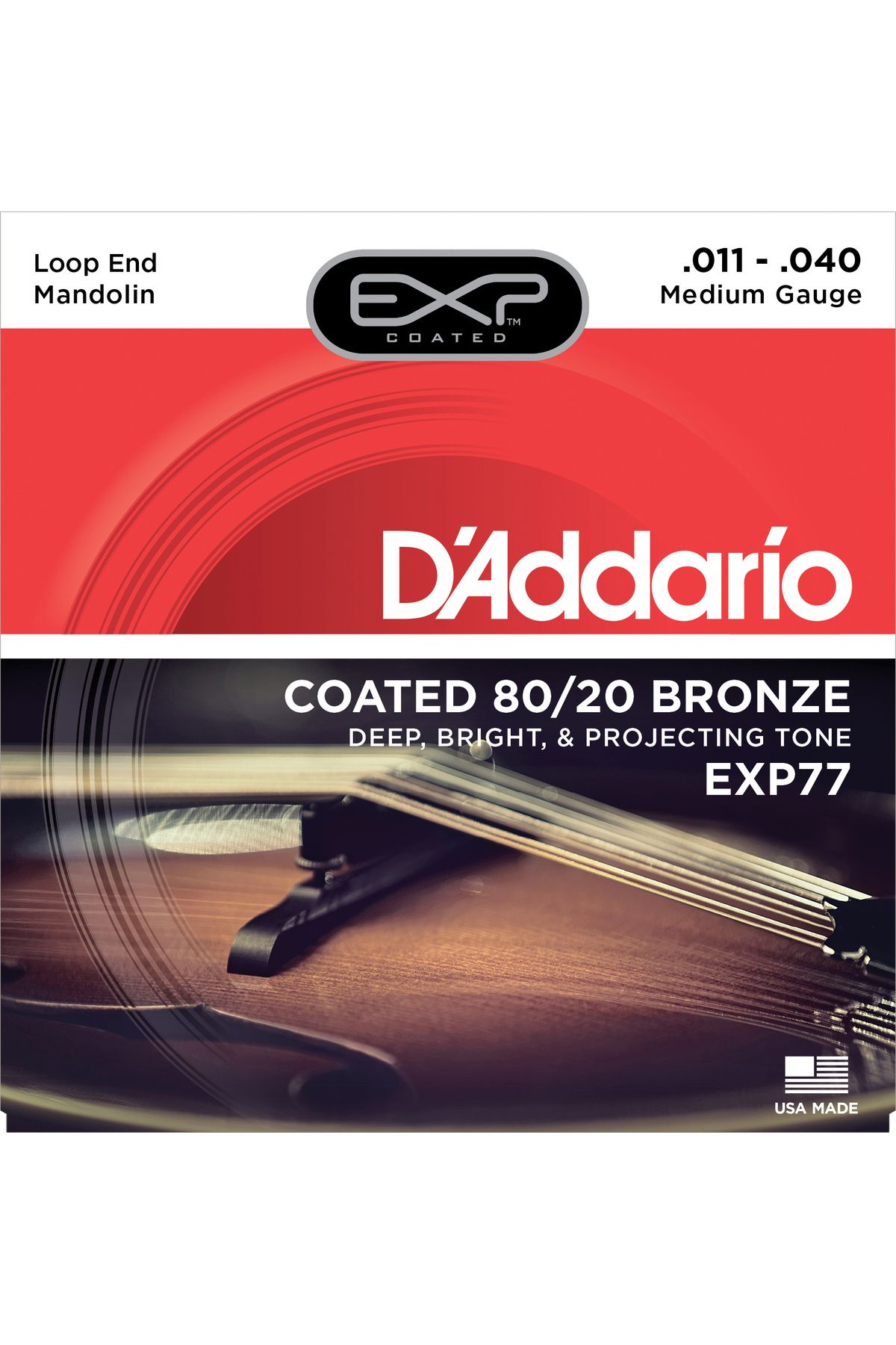 Daddario-11-40 Model Mandolin String Set - Exp Coated, 80/20 Bronze 1