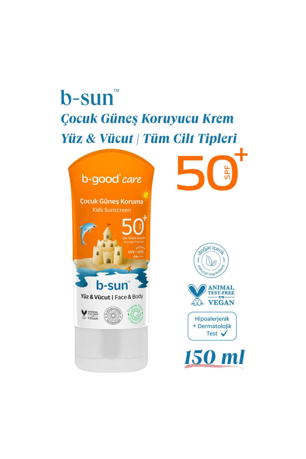 b-good b-sun SPF 50+ Çocuk Yüz ve Vücut Güneş Koruma 150 ml — 8681285114266 — تصویر 2 از 8