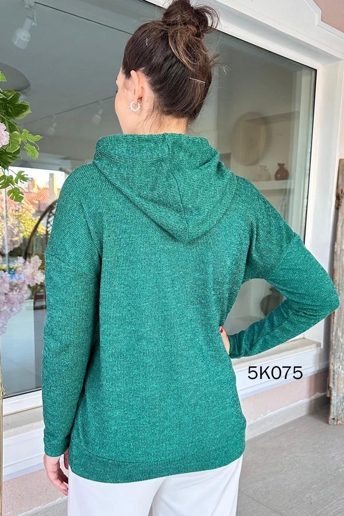 İnce Topuk-Knitwear Hooded Blouse - 5K075 2