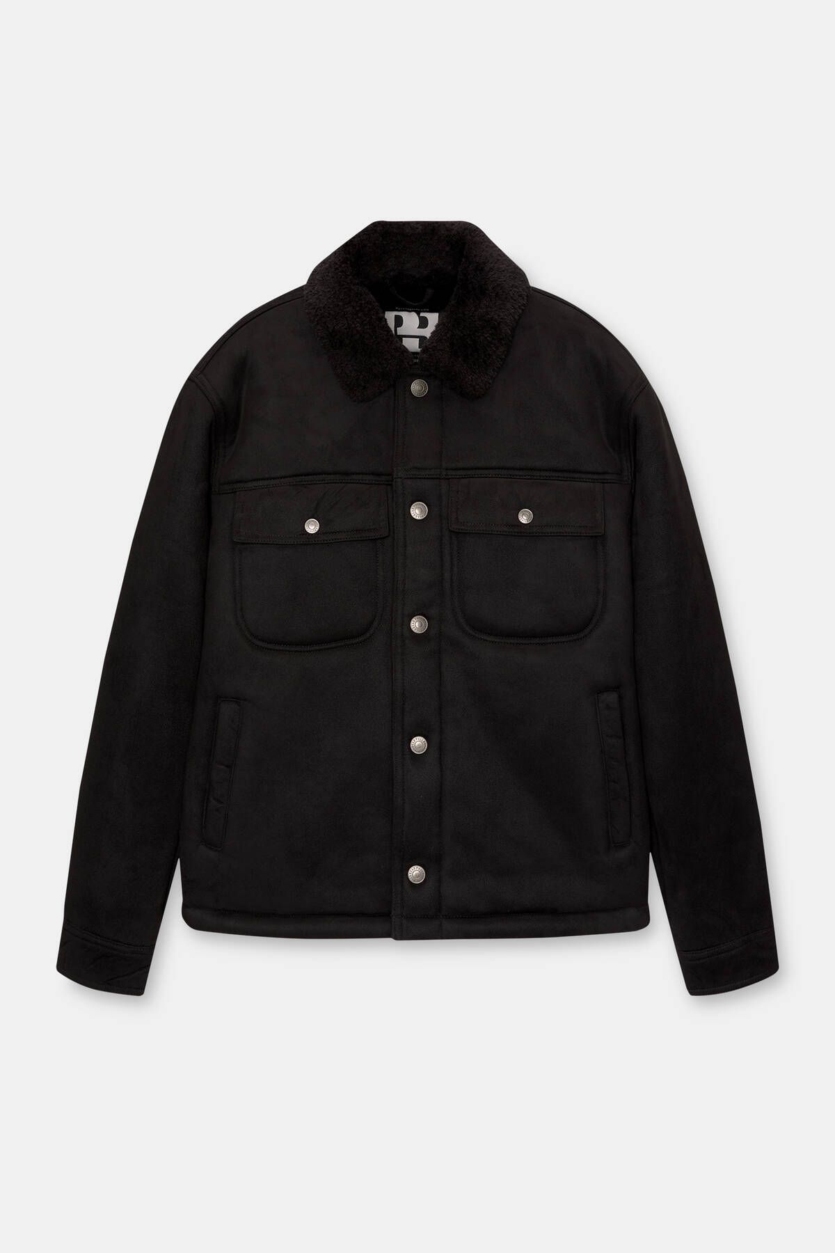 Pull & Bear-Faux Suede Jacket with Artificial Wool Collar 6