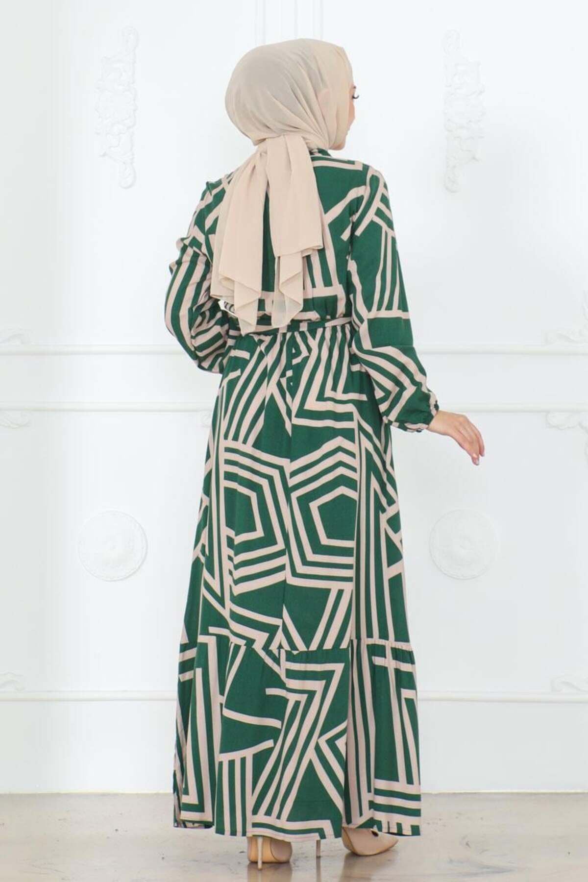 SGS-Emerald Green Striped Viscose Dress 5