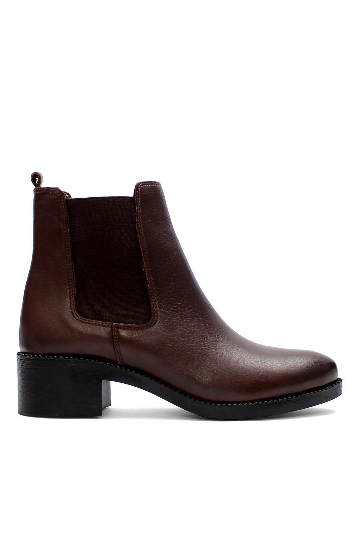 Celal Gültekin-Women's Brown Thick Soled Leather Chelsea Boots 2