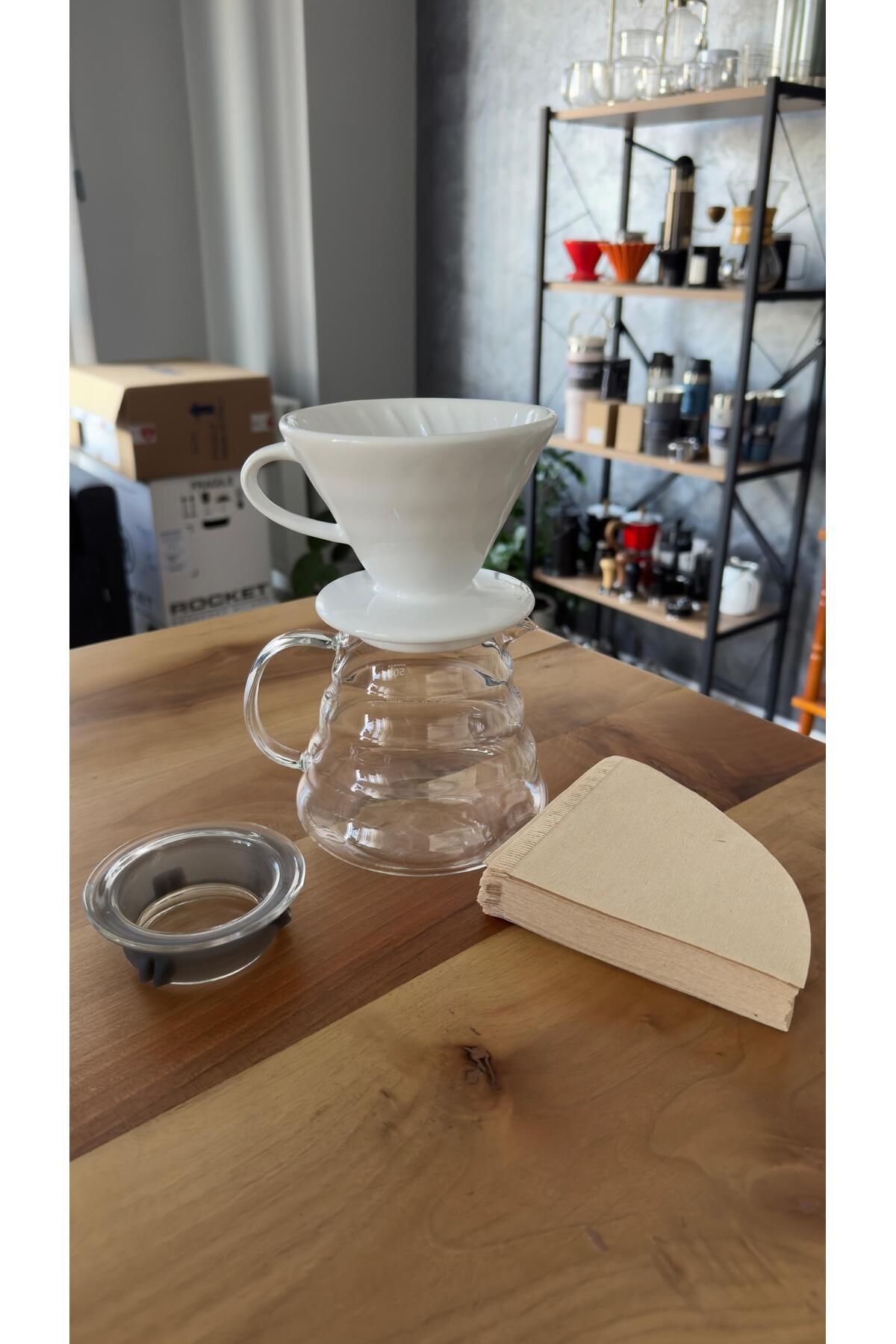 ALOHA V60 Demleme Seti 3 Parça V60 Kahve Pot Filtre Kağıdı.