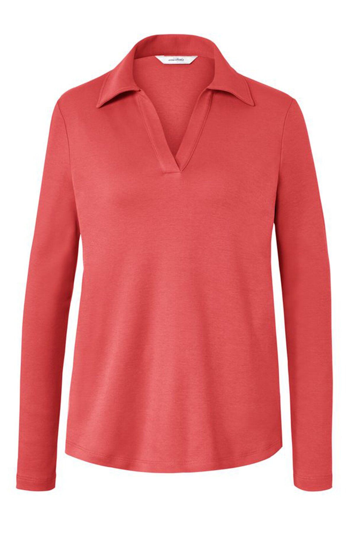 Tchibo-Women Spread Collar Long Sleeve Plain Top, Coral 2