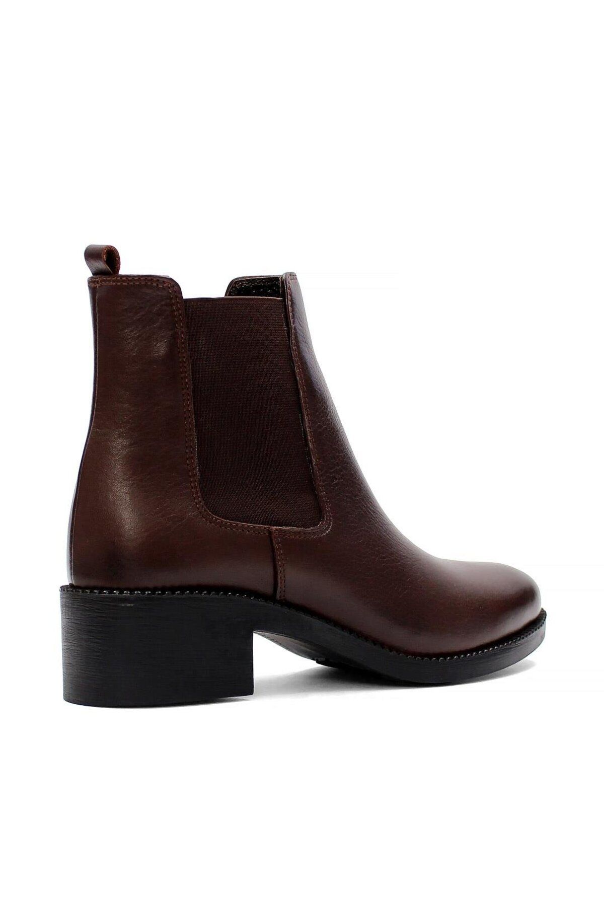 Celal Gültekin-Women's Brown Thick Soled Leather Chelsea Boots 5