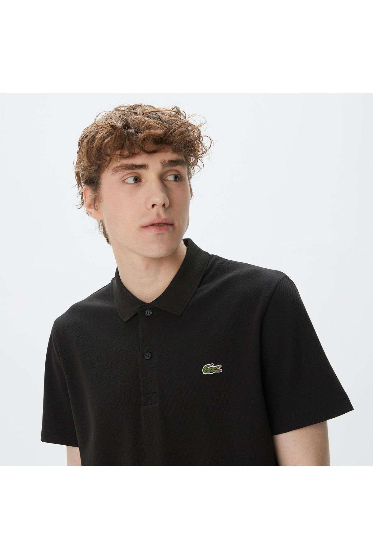 تی شرت یقه پولو مشکی مردانه چوگان مناسب اورجینال Lacoste