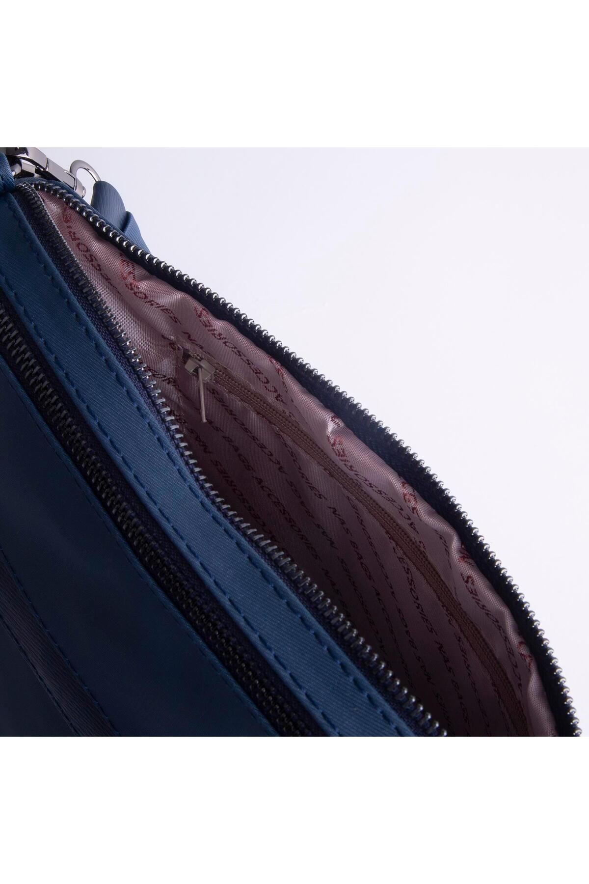 Nas Bag-Geantă de umăr și crossbody Buzzy cu curea dublă bleumarin - moale și ușoară, cu mai multe compartimente (30x24) 5