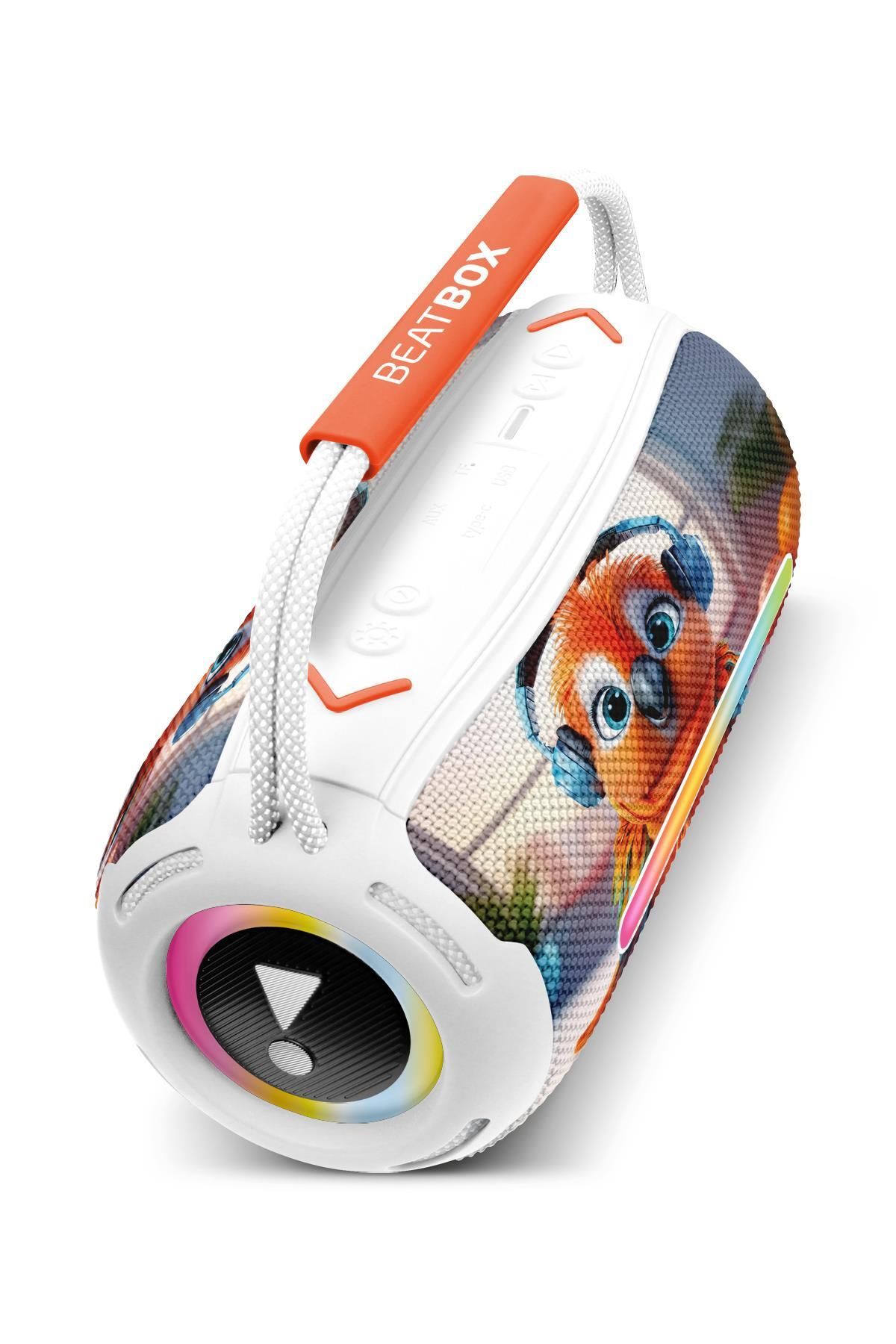 Beatbox Animals Papağan Led Işıklı Dayanıklı Ses Bombası Usb Sd Aux Bluetooth Hoparlör