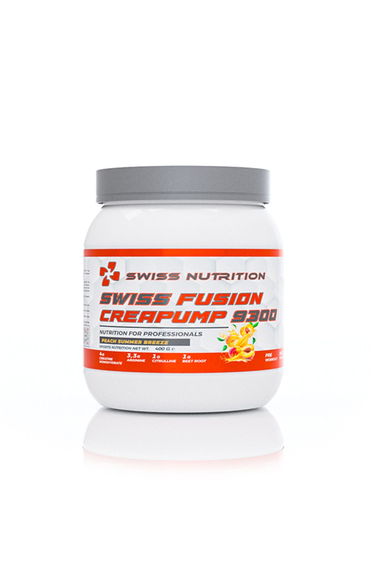 Swiss Nutrition Swiss Fusion Creapump 9300 | Şeftali | 400g 40 serv | Creatine içeren Pump etkili sporcu gıdası