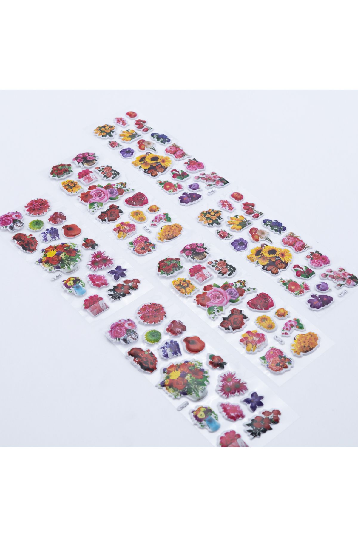 Bimotif-6 Colorful Flower Patterned Embossed Adhesive Stickers 1