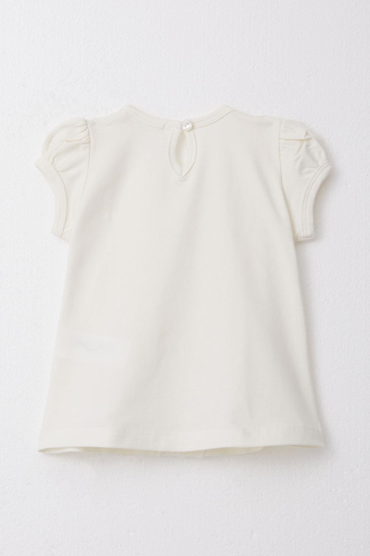 Breeze-6-2 Years Old Baby Girl T-Shirt - Frilly, Embroidered and Laced, Cream 2